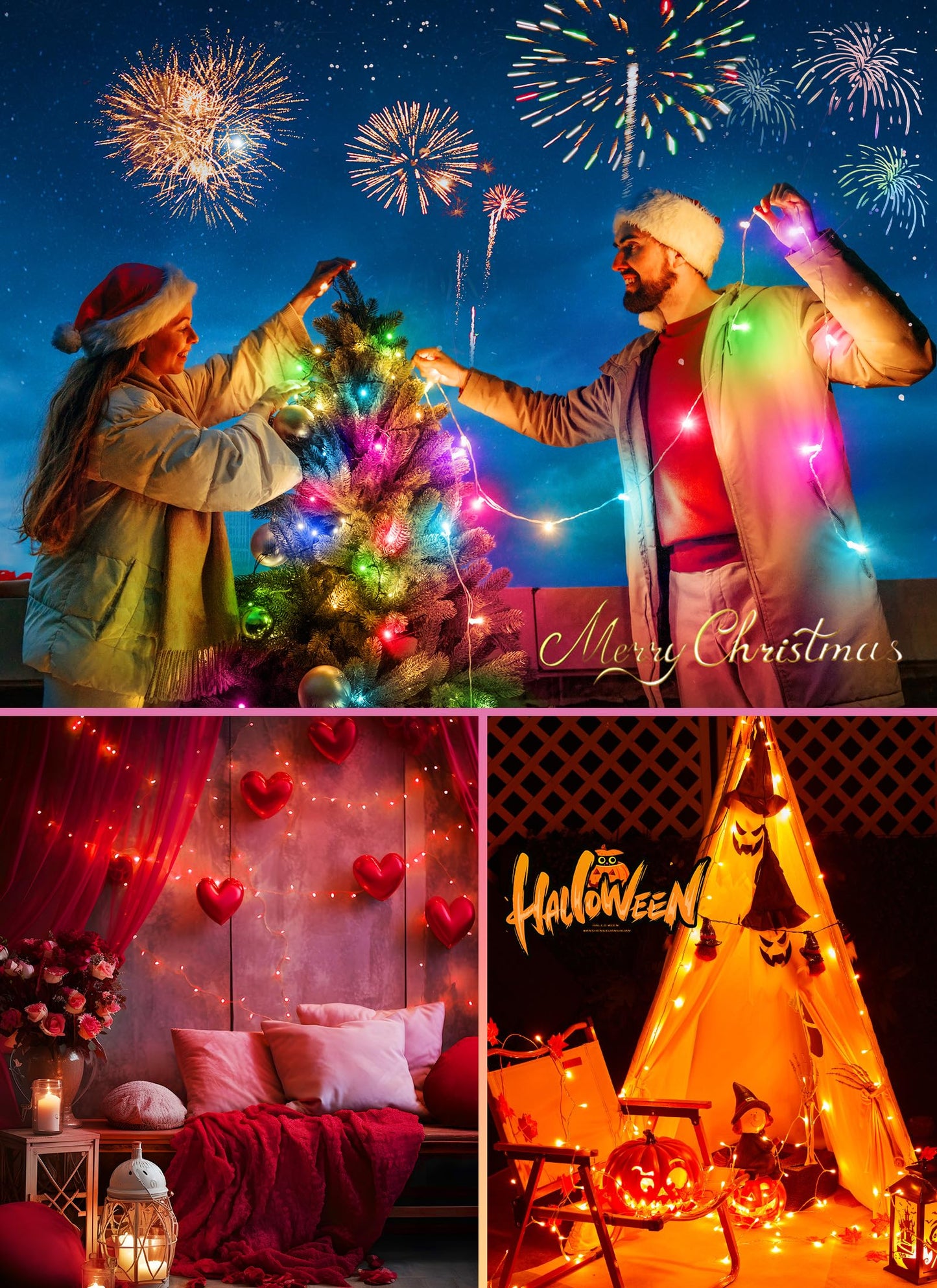 Minetom Color Changing String Lights - 66FT, 200 LED, 12 Lighting Modes, Remote Control, Twinkle Fairy Lights for Indoor Use