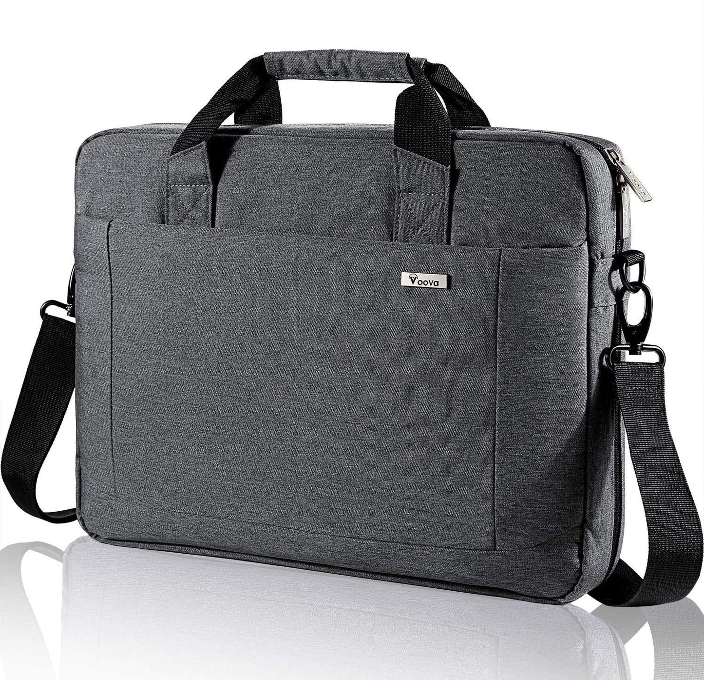 Voova Laptop Bag Case 17 17.3 Inch Computer Sleeve Messenger Bag with Shoulder Strap Expandable Waterproof Large Capacity Business Briefcase for Work Travel Fit 17-18” Laptop, Men Women, Gray