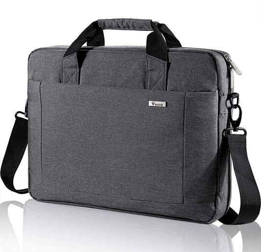 Voova Laptop Bag Case 17 17.3 Inch Computer Sleeve Messenger Bag with Shoulder Strap Expandable Waterproof Large Capacity Business Briefcase for Work Travel Fit 17-18” Laptop, Men Women, Gray