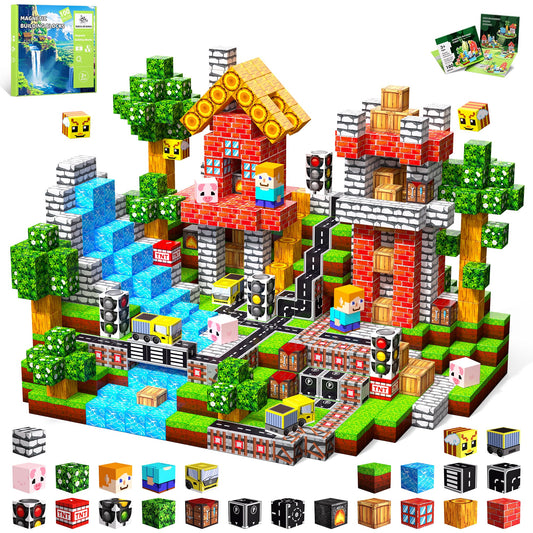 100PCS Magnetic Blocks, Magnetic Building Cube Set for Kids Ages 3+, Constructions STEM Stacking Tiles Toy Building Birthday Gifts for Boys Girls