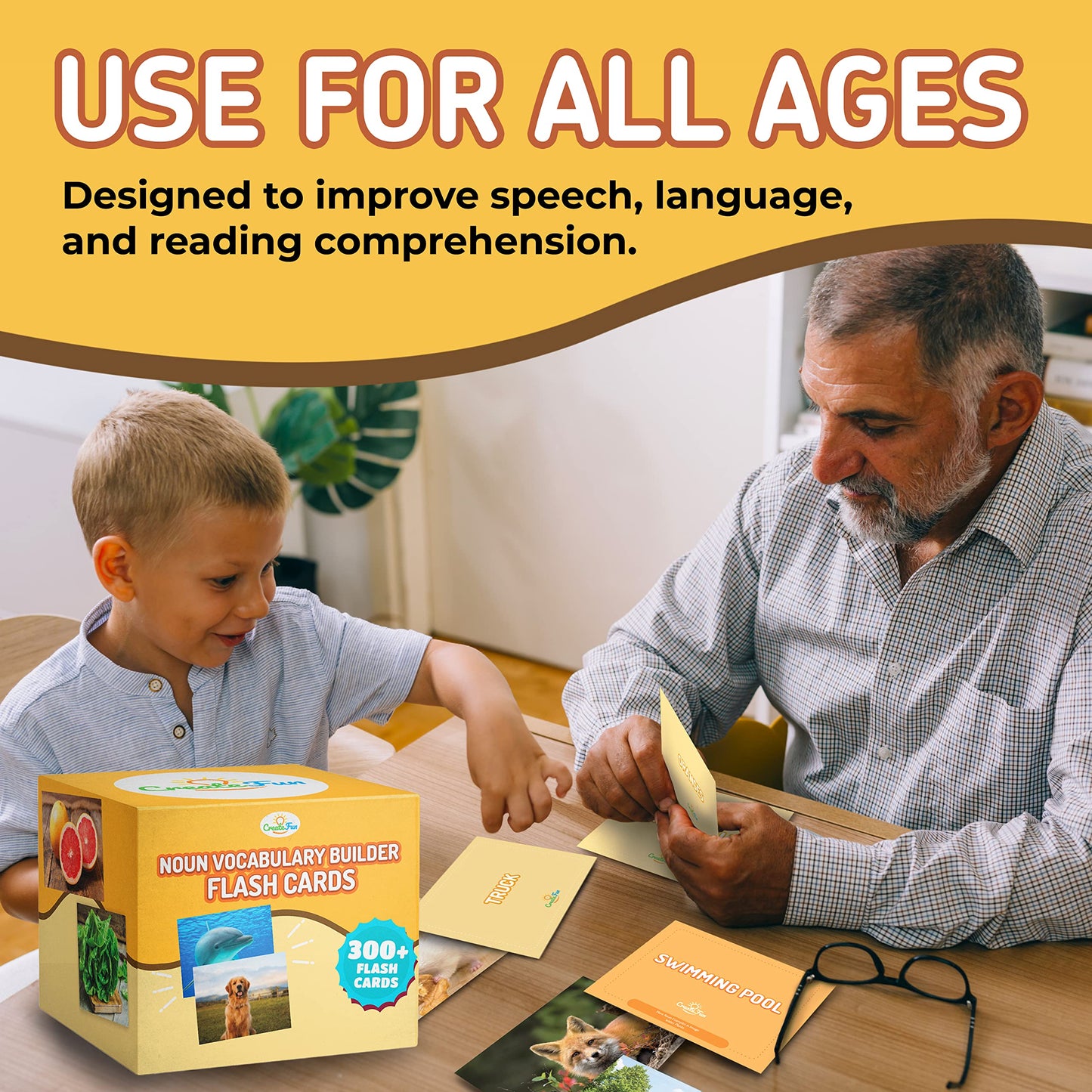 300 Noun Vocabulary Builder Flash Cards, Photo Cards with Learning Games and Teaching Materials for Speech Therapy, ESL, Preschool, Homeschool, Toddlers, Adults, Autism, Dementia, ABA, and Aphasia