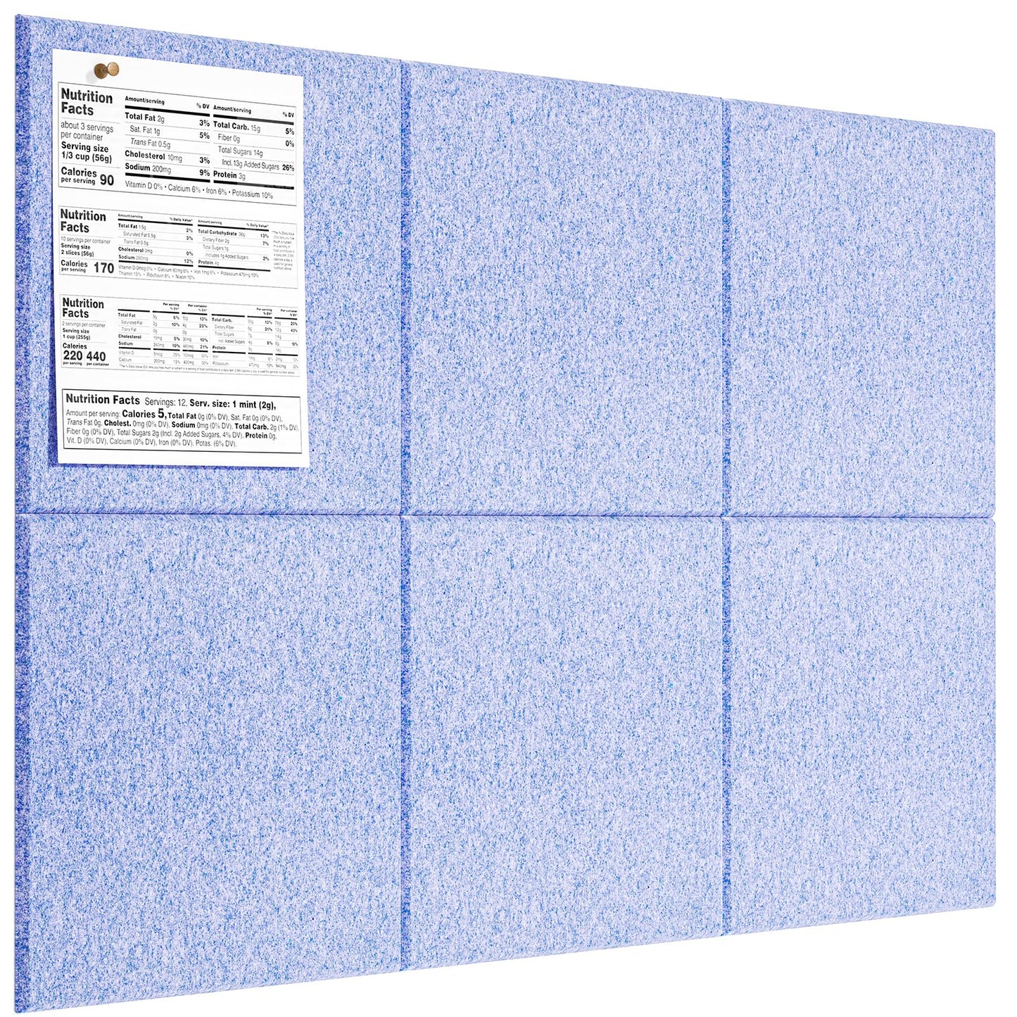 MaxGear Large Cork Board for Wall 36" x 24", Light Blue Bulletin Board, 6 Pack Felt Wall Tiles with Pushpins, Cork Boards for Office Pin Board Tack Board Cork Boards