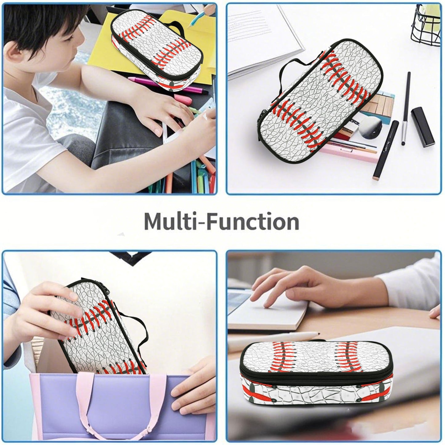 Droerfes Baseball Pencil Case Pencil Pouch Large Capacity Pen Bag School Office Organizer Stationery Storage Box For Girls Boys Teen Kids