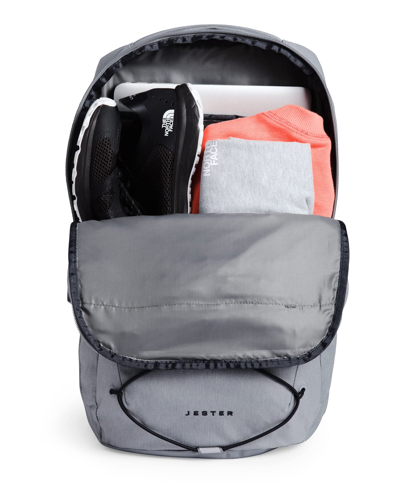 The North Face Jester Everyday Laptop Backpack | Commuter Daypack with Water Repellent Finish, 16" Laptop Sleeve, Huge Main Compartment, Mid Grey Dark Heather/TNF Black,One Size