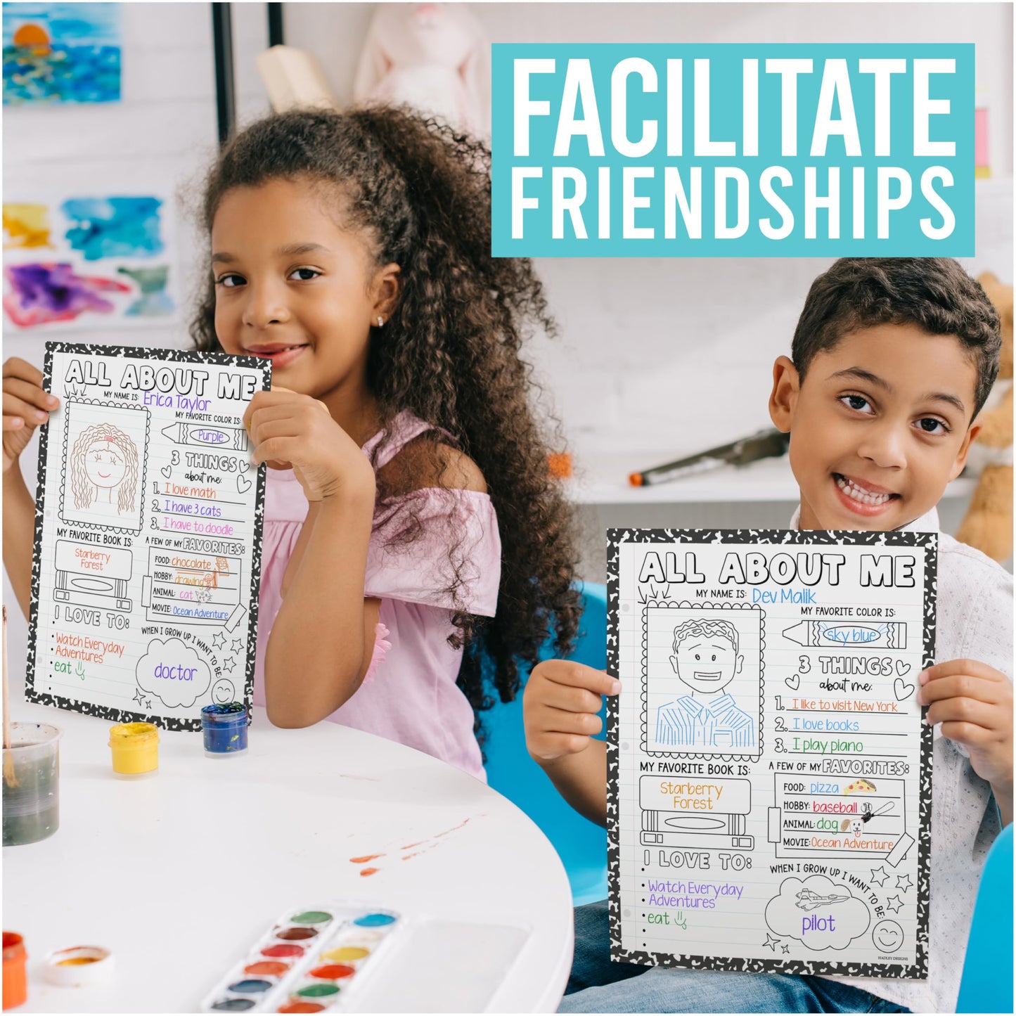 All About Me Posters for Classroom Must Haves - 20 Star Student Poster, 100 Days of School Items, Star of The Week Poster Elementary Classroom Decor, End of School Year Teacher Supplies