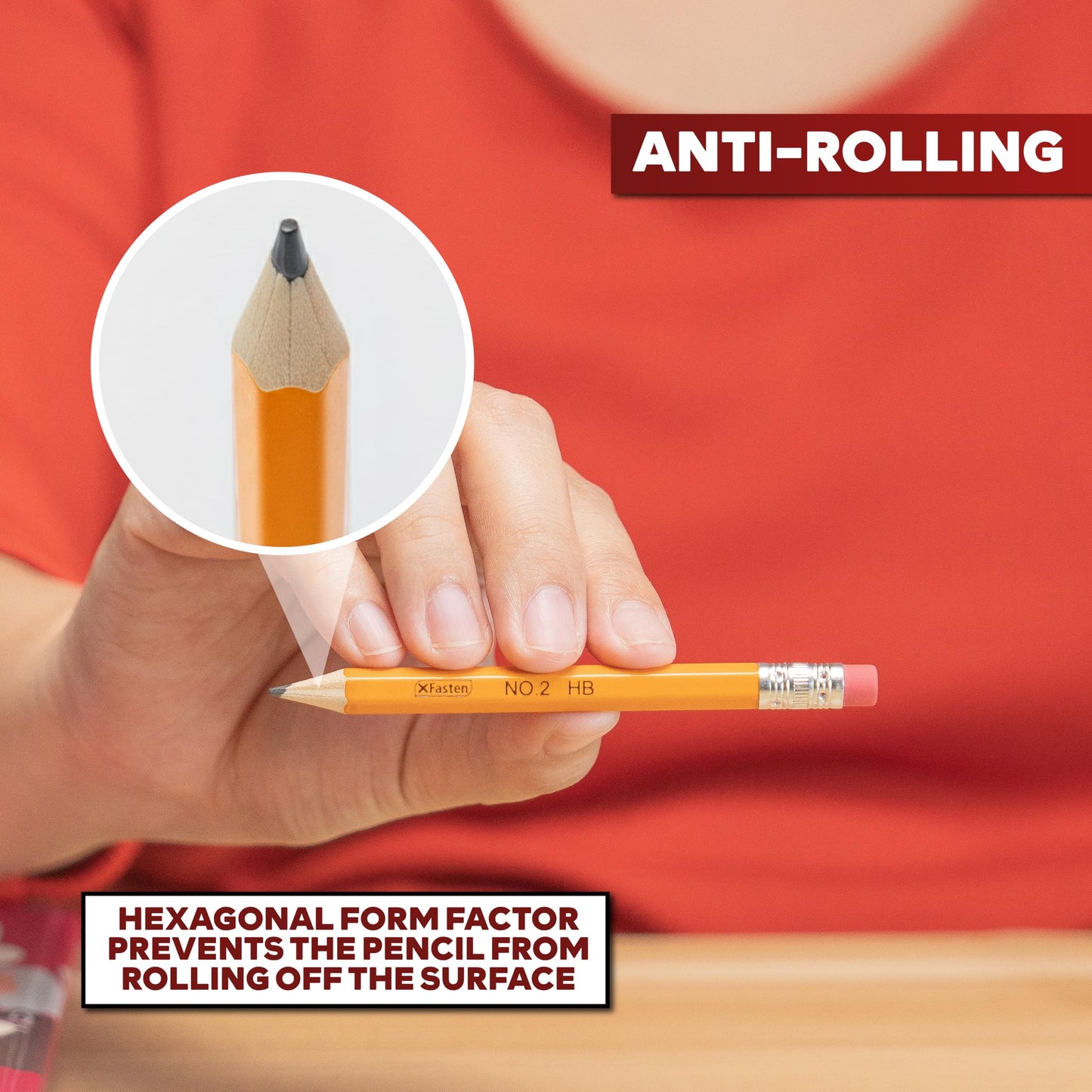 XFasten Golf Pencils with Erasers Bulk, 200-Pack 3.5" #2 HB Pre-Sharpened Easy-to-Grip Half Mini Golf Pencils for Kids, Adults, and School Supplies - Hexagonal, Smooth Writing, and Non-Smudging