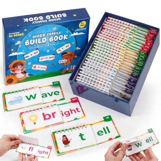 30 Read and Rhyme Flip Books, Phonics Flash Cards, Word Family Build Book, Learn to Read Sight Words Flash Cards Kindergarten, Phonics Flip Books for Kids Preschool Learning Activity, Reading Games