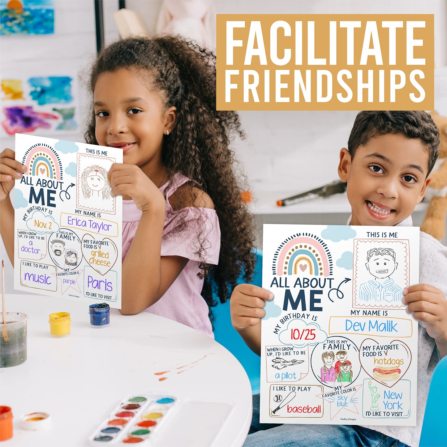 Hadley Designs All About Me Posters for Classroom Must Haves - 20 Star Student Poster, 100 Days of School Items, Star of The Week Poster Elementary Classroom Decor, End of School Year Teacher Supplies