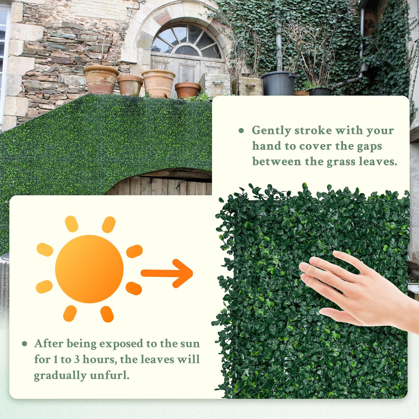 ODTORY Artificial Boxwood Wall Panels 20x20 inch 8Pcs, UV-Anti Faux Greenery Grass Hedge for Privacy Screen，Fake Ivy Plant Fence for Outdoor Garden, Backyard, Balcony, and Indoor Home Decoration