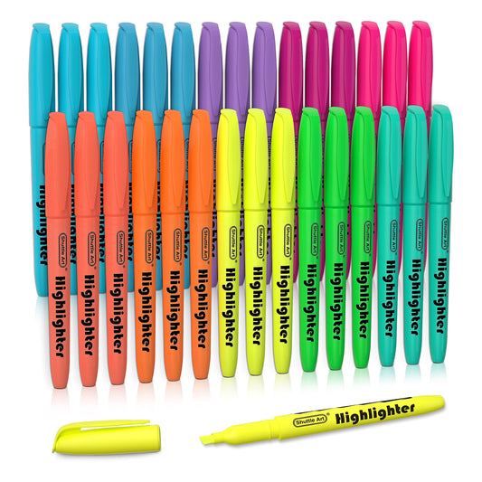 Shuttle Art Highlighters, 30 Pack Highlighters Assorted Colors, 10 Colors Chisel Tip Dry-Quickly Non-Toxic Highlighter Markers for Adults Students Highlighting in Home School Office