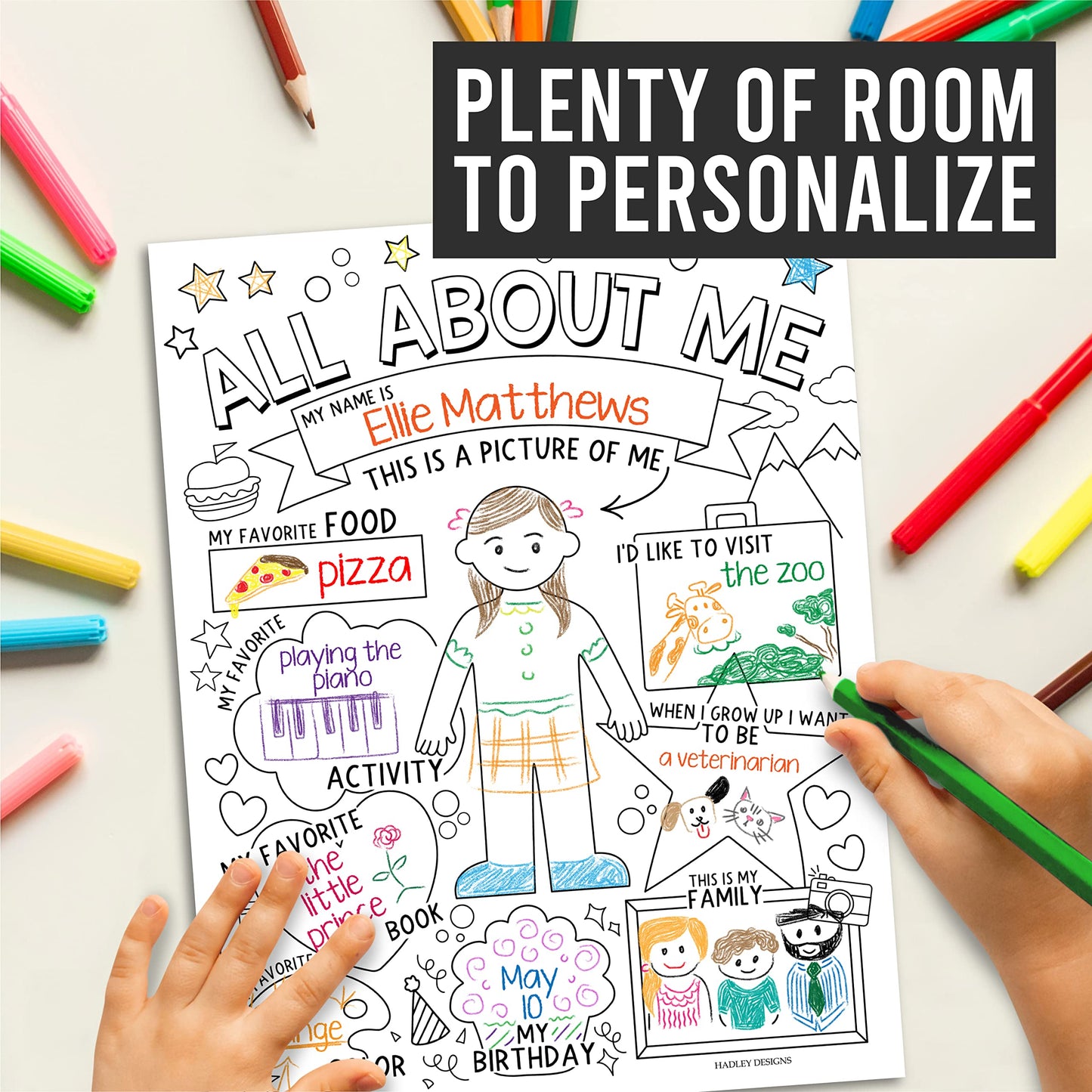 Hadley Designs All About Me Posters for Classroom Must Haves - 20 Star Student Poster, 100 Days of School Items, Star of The Week Poster Elementary Classroom Decor, End of School Year Teacher Supplies