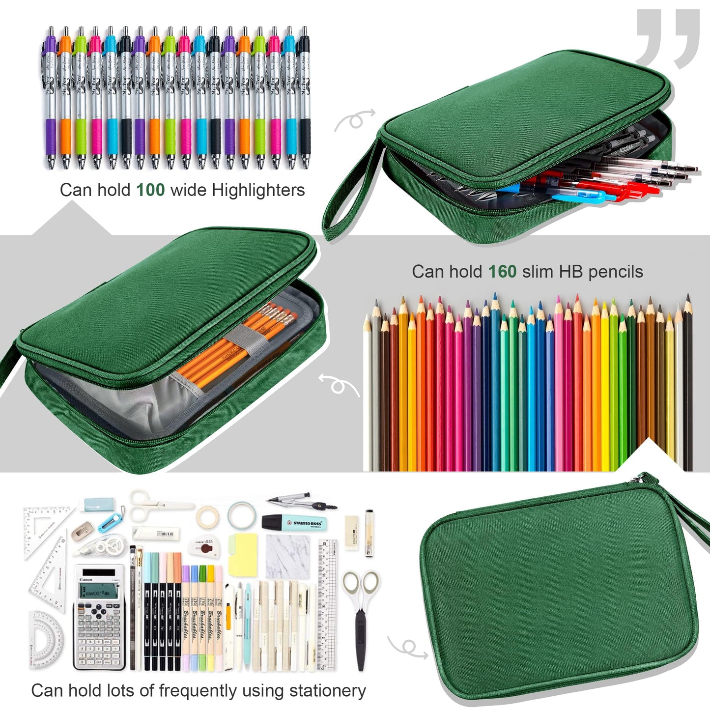 Zannaki Big Capacity Storage Pouch Marker Pen Pencil Case Simple Stationery Bag Box Art Tool & Sketch Storage Boxes for Bullet Journal Middle High School Office College Student Girl Women Adult Teen