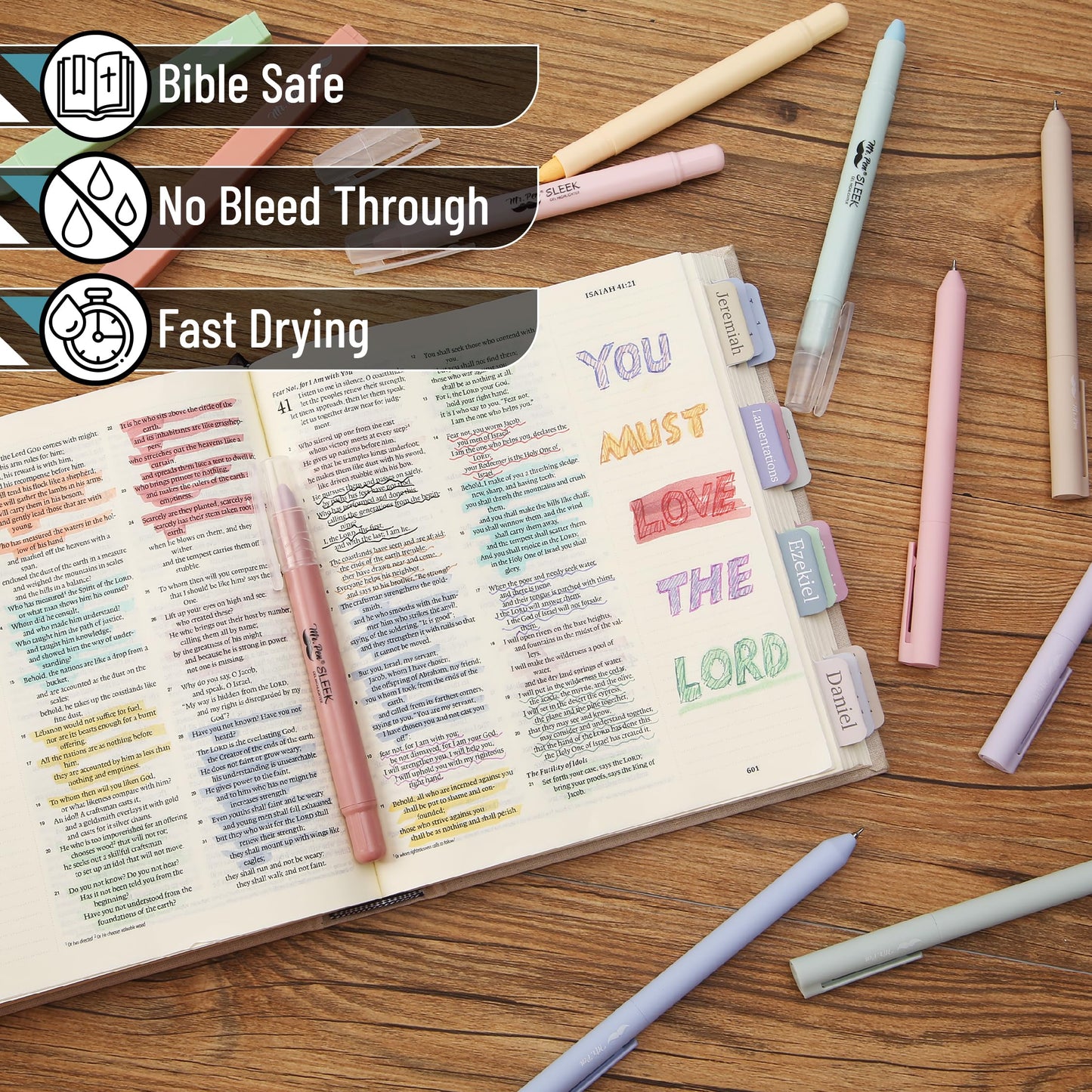 Mr. Pen- Bible Cover Case for Women, Large Bag with Durable Handle, 24-pcs Bible Journaling Kit & Study Supplies with No Bleed Highlighters and Pens, Christian Gift for Women