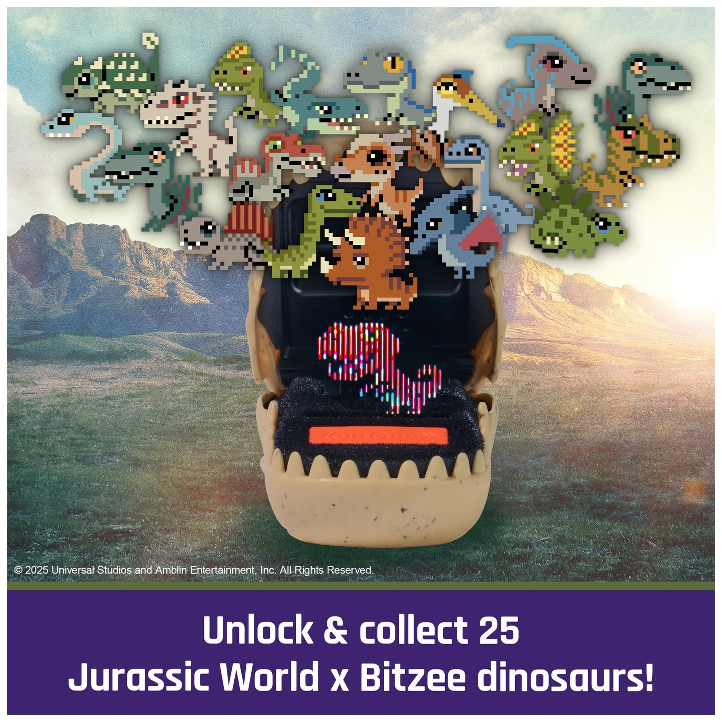BITZEE, Jurassic World Interactive Dinosaur Toy with 25 Dinosaurs Inside, Reacts to Touch, Pods Connect & Interact, Digital Pet Kids Toys for Ages 5 and up