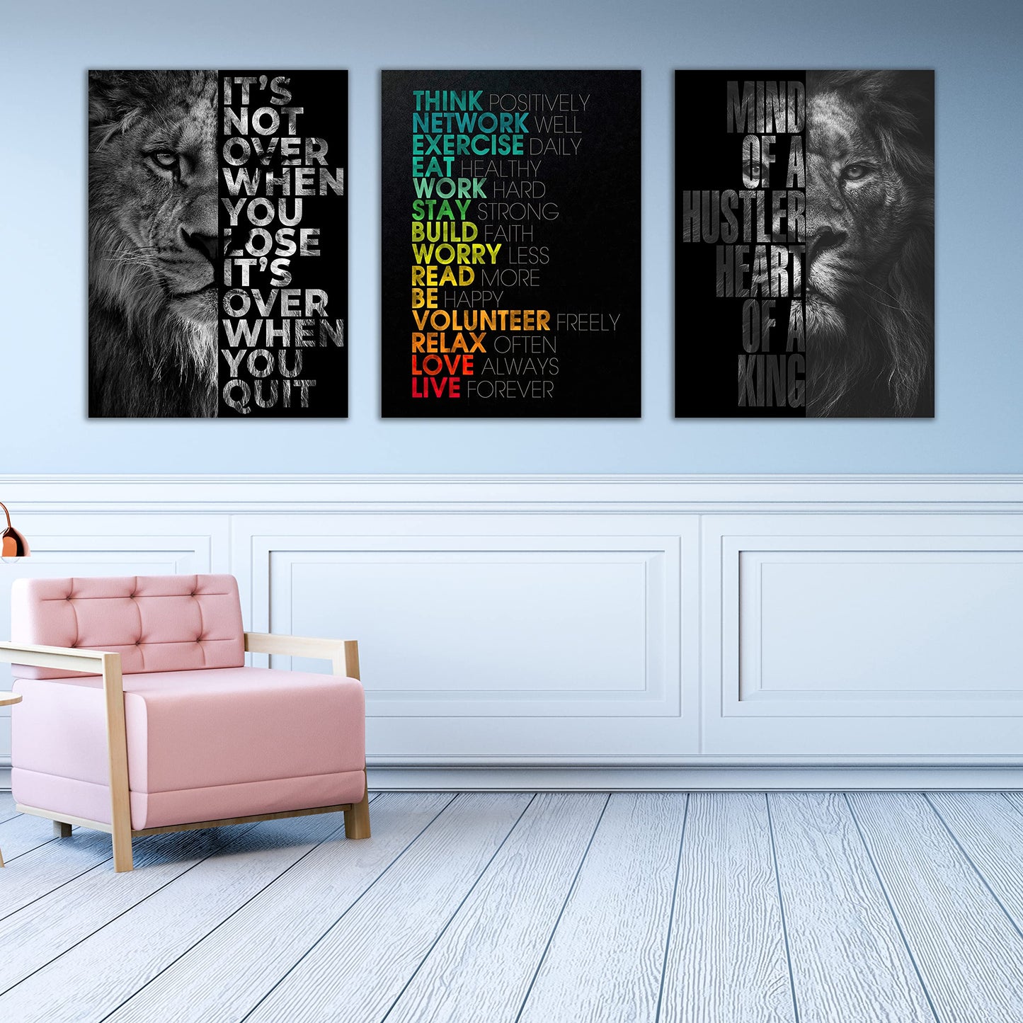 Motivational Canvas Painting Wall Art Execution Grind Hustle Inspirational Wall Art Success Entrepreneur Poster Positive Quotes Wall Poster Framed for Home Office Wall Decor[36''Wx 16''H]