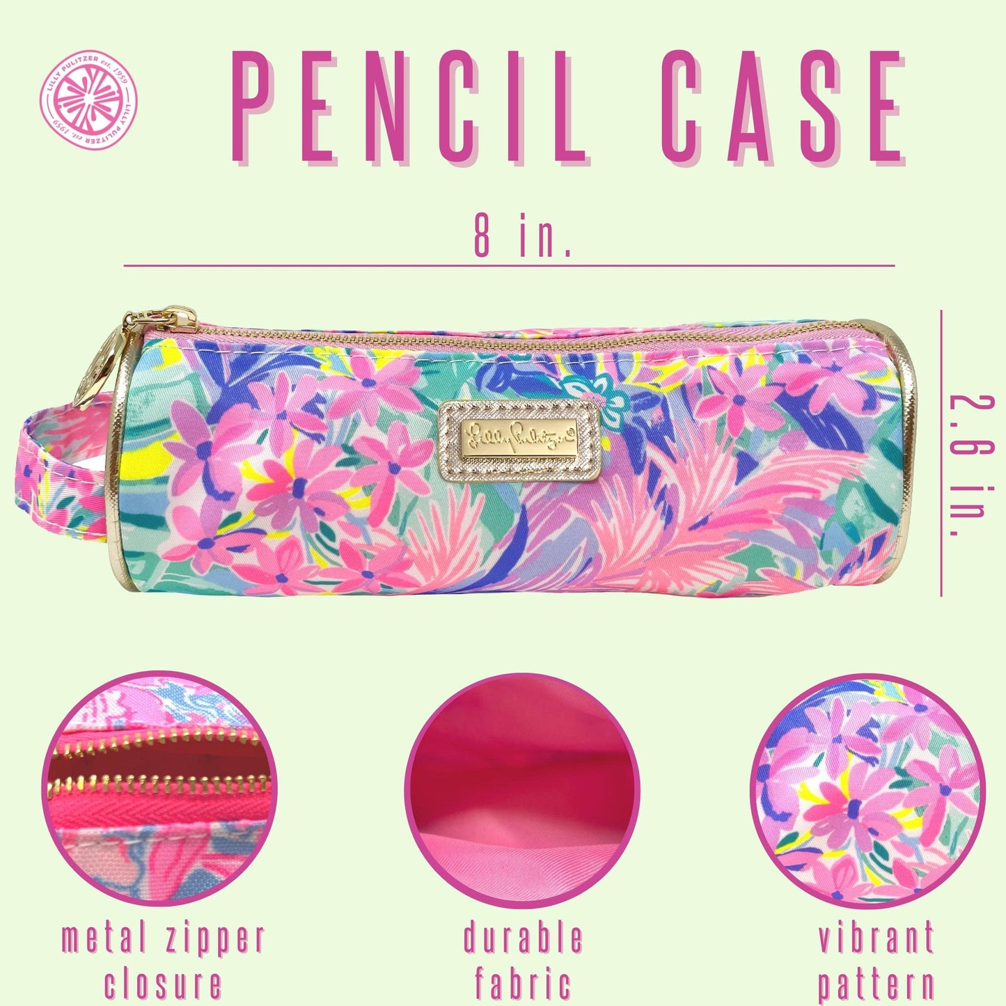 Lilly Pulitzer Cute Pencil Case, Colorful Zipper Pouch for Office Supplies, Small Travel Bag with Carrying Handle, It Was All A Dream