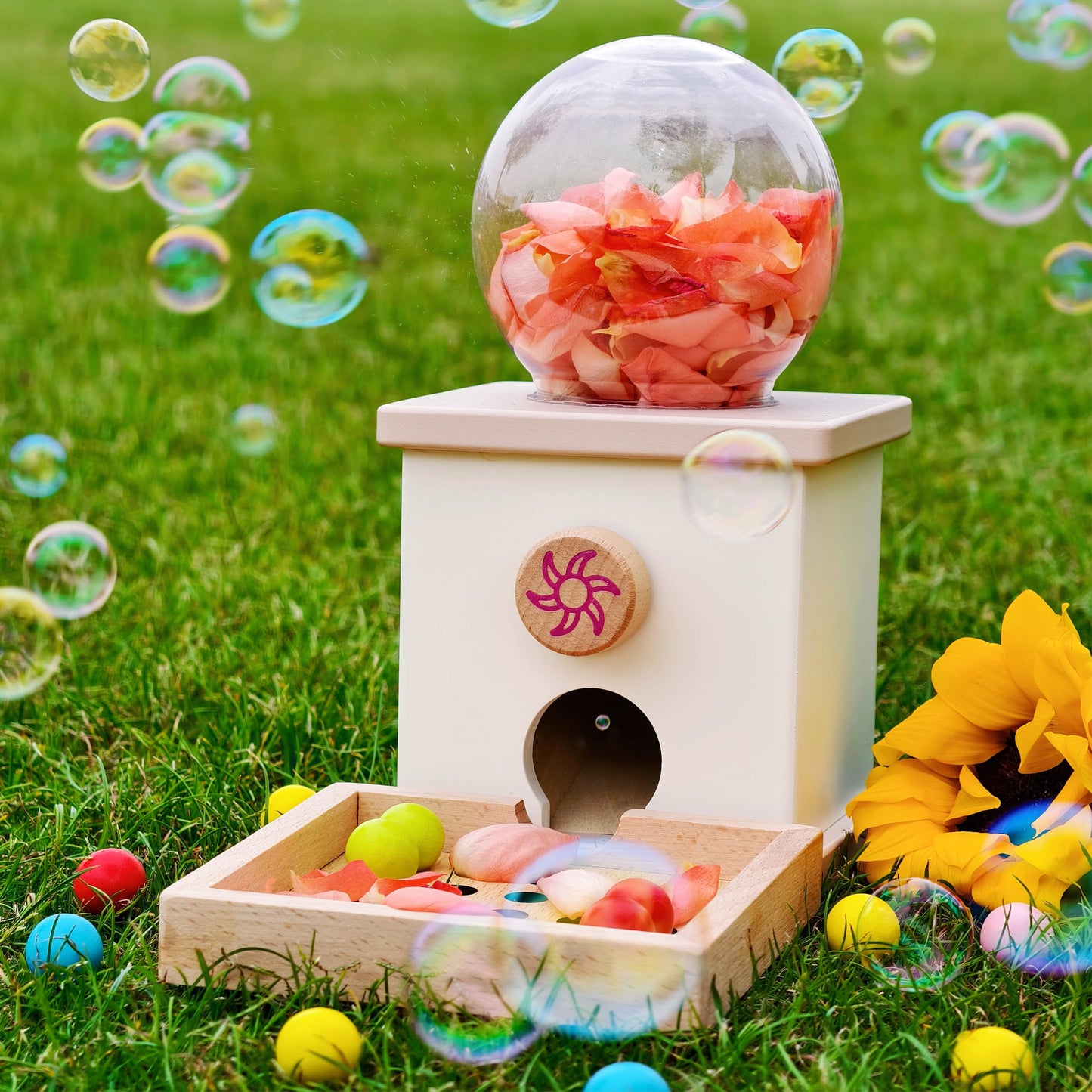 QimuMku 9.6" Wooden Gumball Machine Counting Montessori Toys for 3 4 5 Years Old Boys Girls, Toddler Preschool Learning Activities Toy for Kids Ages 4-8, Birthday Gifts Sensory Toys