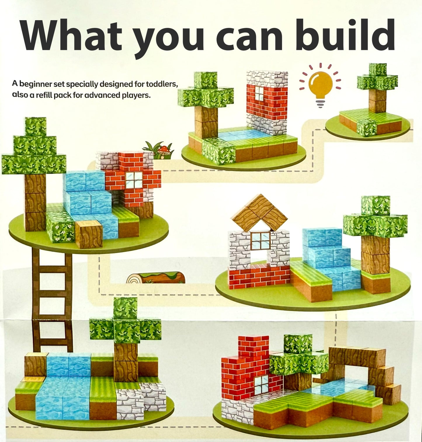 uMadeUs Magnetic Blocks Building Set - Puzzle Cubes as STEM Toys for Kids - Toddlers Sensory Construction Tiles - Ages 3+ Creative Educational Games for Boys and Girls - Adventure Forest 100pc Block