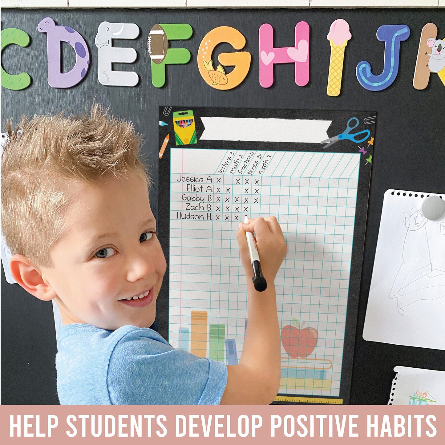 Attendance Chart for Classroom Management - 4 Incentive Chart for Classroom Essentials, 11x17 Student Behavior Charts and Homework Tracker, Teachers Class Attendance and Assignments Log
