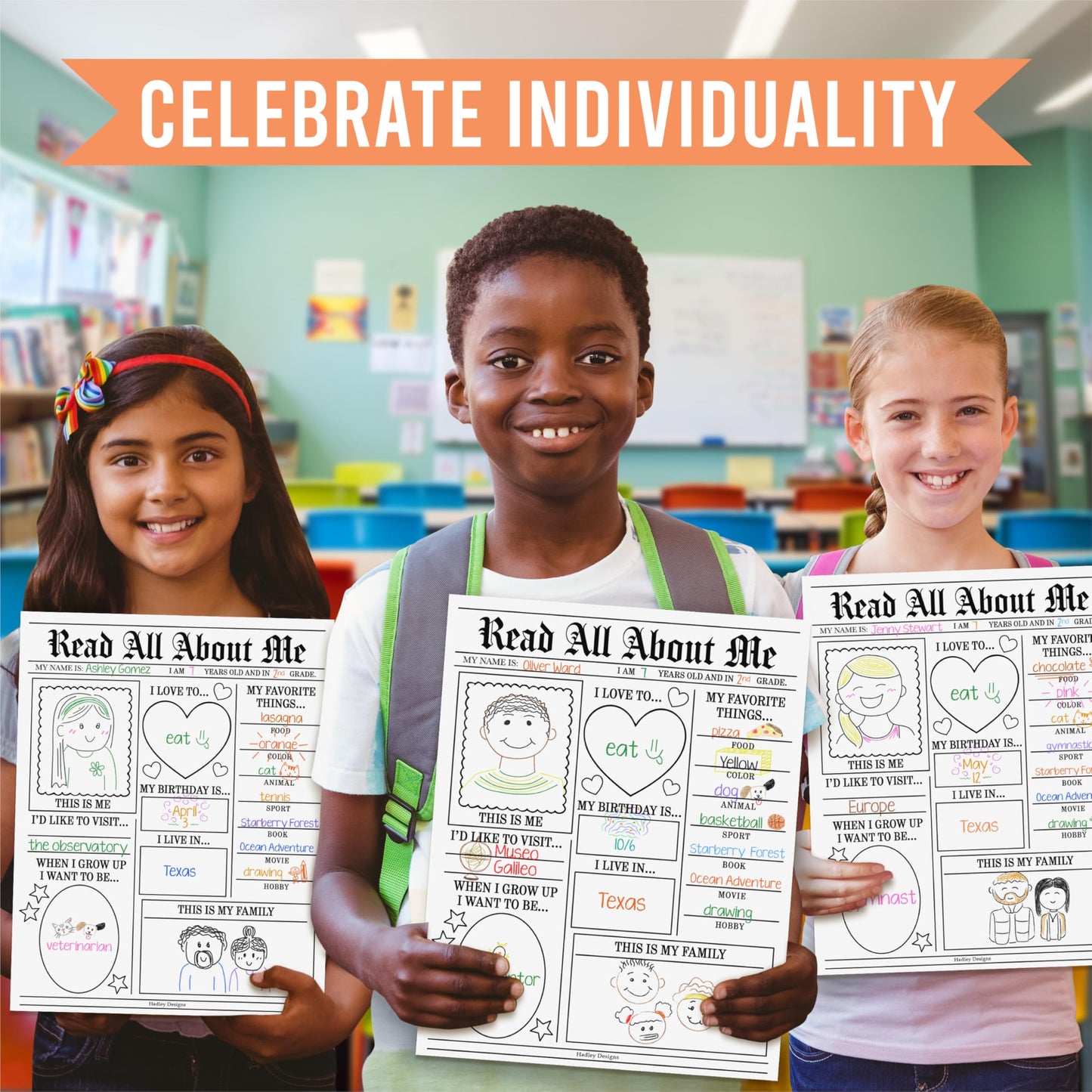 All About Me Posters for Classroom Must Haves - 20 Star Student Poster, 100 Days of School Items, Star of The Week Poster Elementary Classroom Decor, End of School Year Teacher Supplies