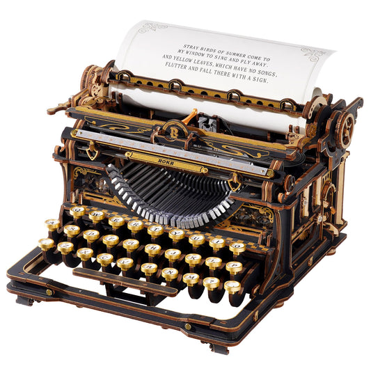ROKR Mechanical Typewriter 3D Wooden Puzzle for Adults- Vintage Model Kit, No Glue, 324 PCS, 12H Assembly, Building Project, Retro Desk Home Decor, Unique Gifts for Writers (Classic Version)