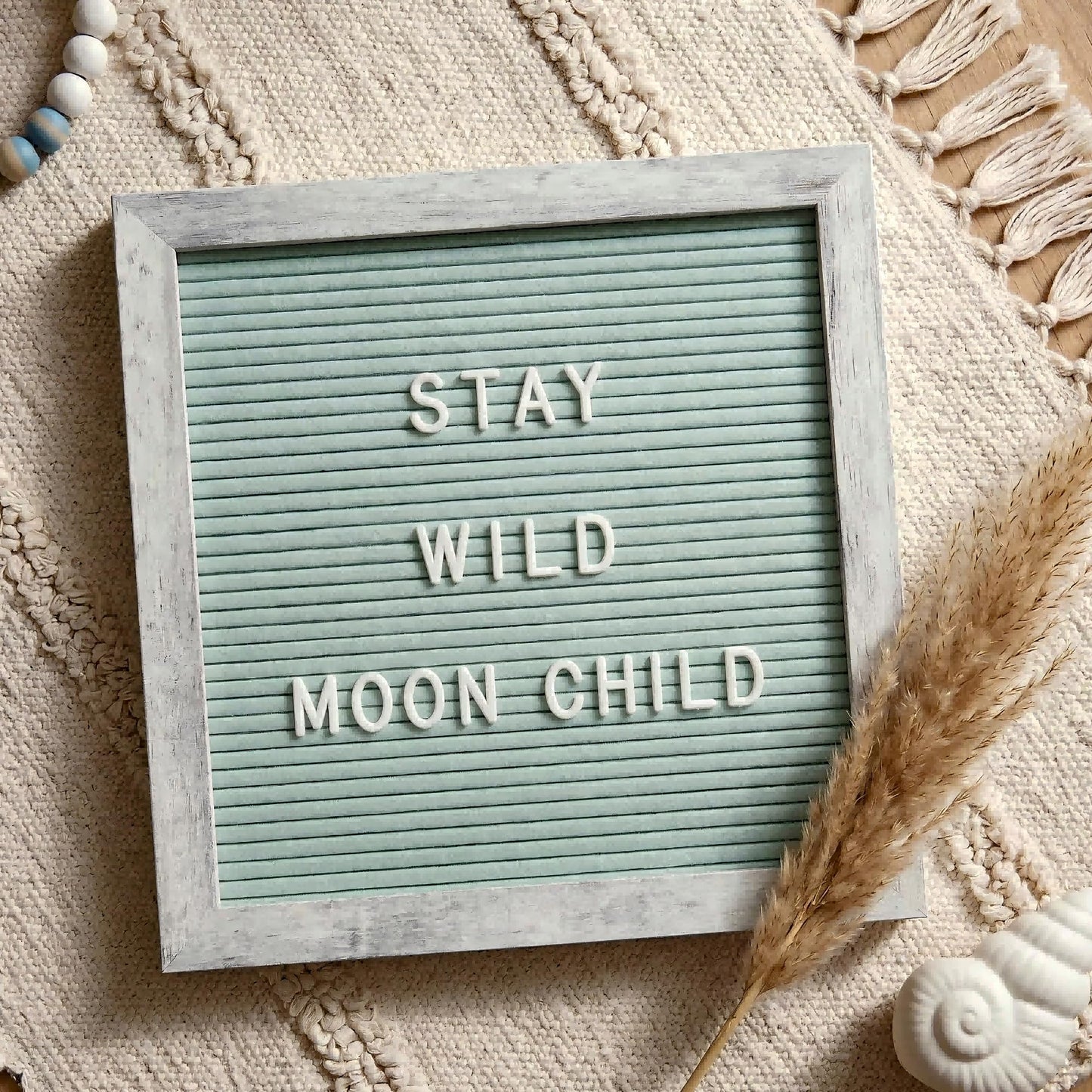 C CRYSTAL LEMON Rustic Turquoise Felt Letter Board 10x10 Inch, 336 Letters Numbers and Symbols, Changeable Wooden Message Board with Wall Mount and Display Stand