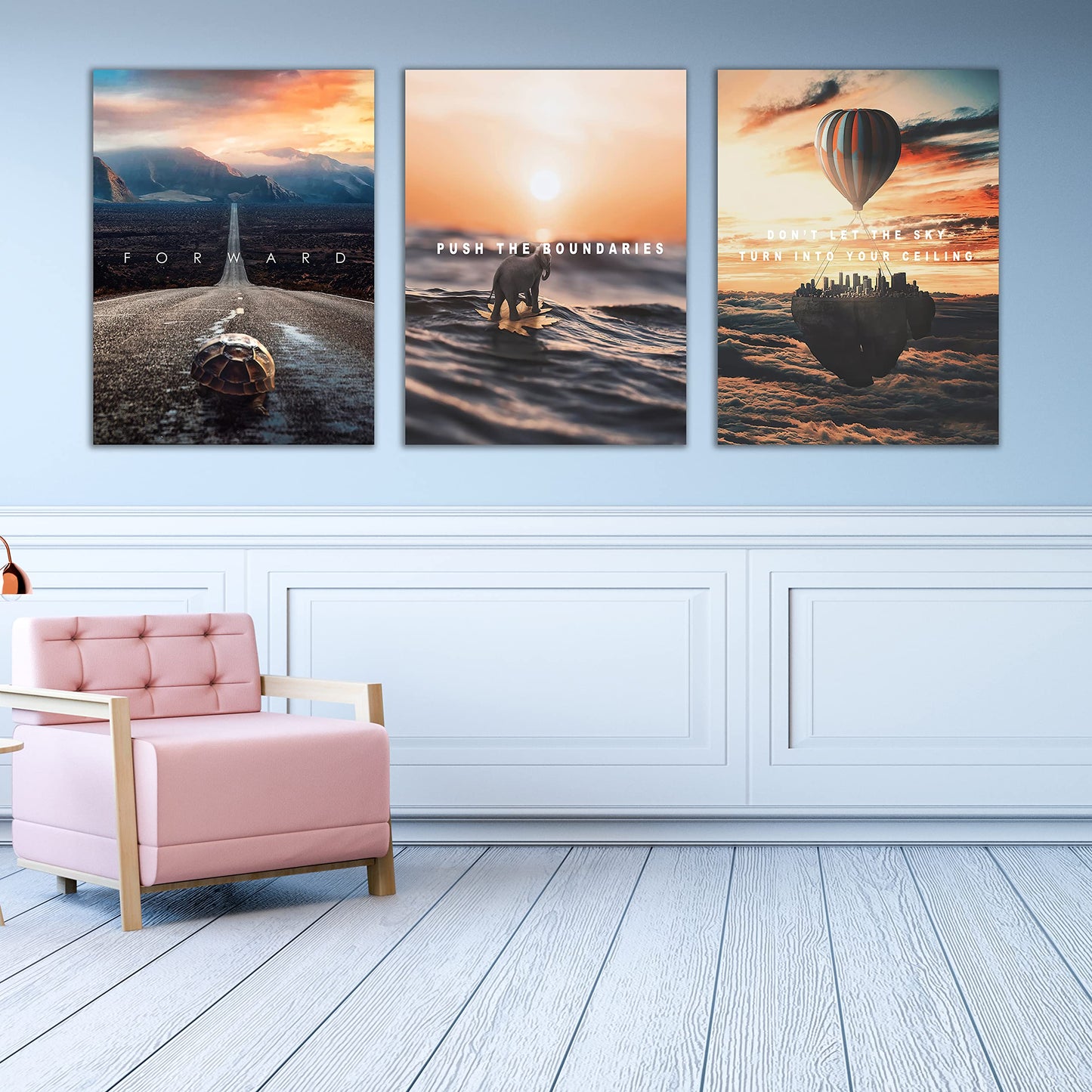 Motivational Wall Decor Poster Inspirational Wall Art 3 Pieces Canvas Wall Painting Artwork for Living Room Bedroom Office Home Decor Prints Pictures Wall Decor Framed Ready to Hang 36''Wx 16''H