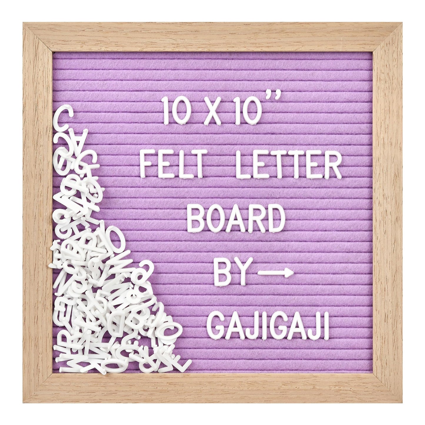 Felt Letter Board with 294 Letters, Numbers, Symbols - 10x10 inch Changeable Message Board with Wooden Frame Wall Mount(Purple)