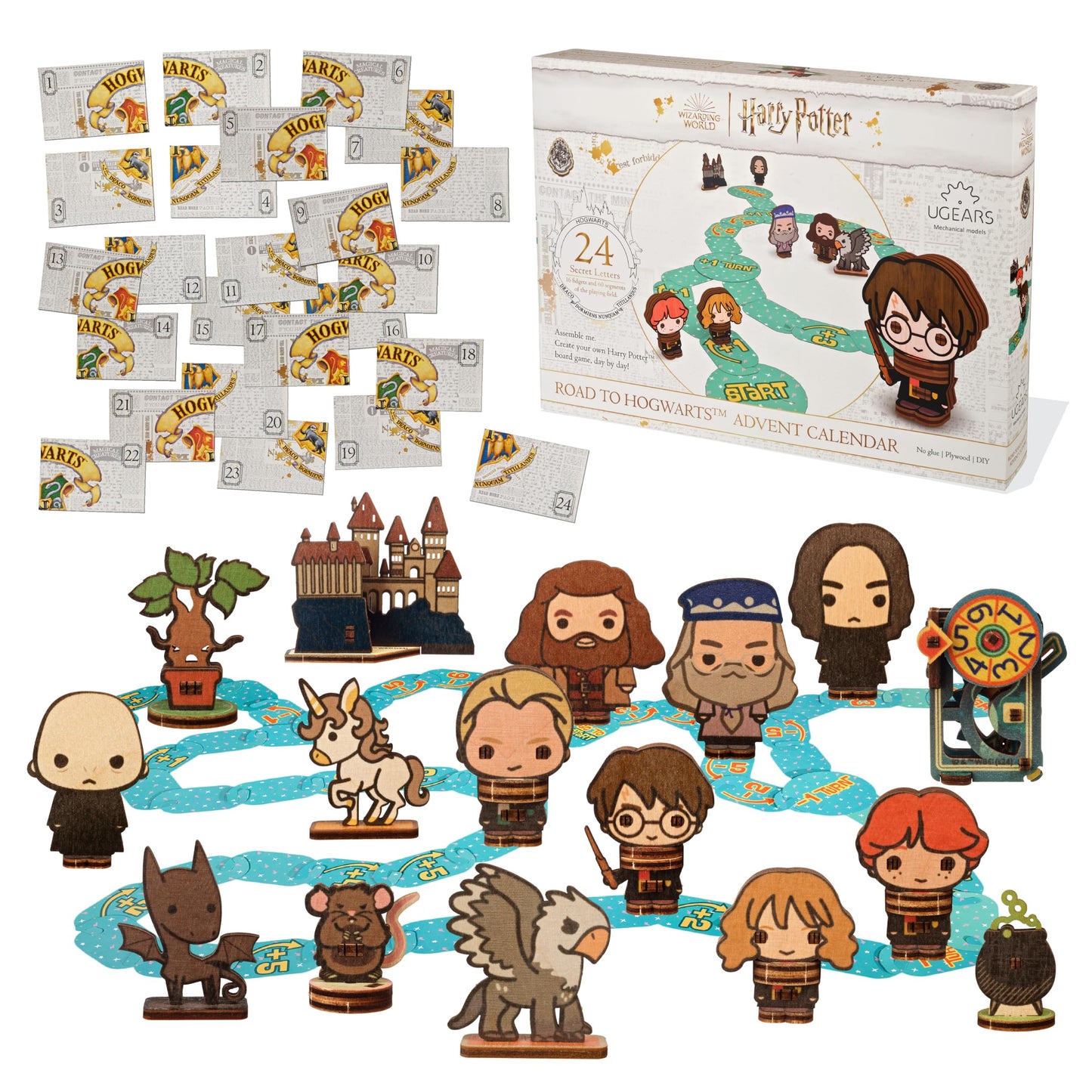 UGEARS Harry Potter Advent Calendar 2025 Road to Hogwarts – 3D Wooden Puzzles for Adults with 16 Figurines, 60 Game Board, 24 Secret Envelopes – Christmas Advent Calendar 2025 Harry Potter Gifts
