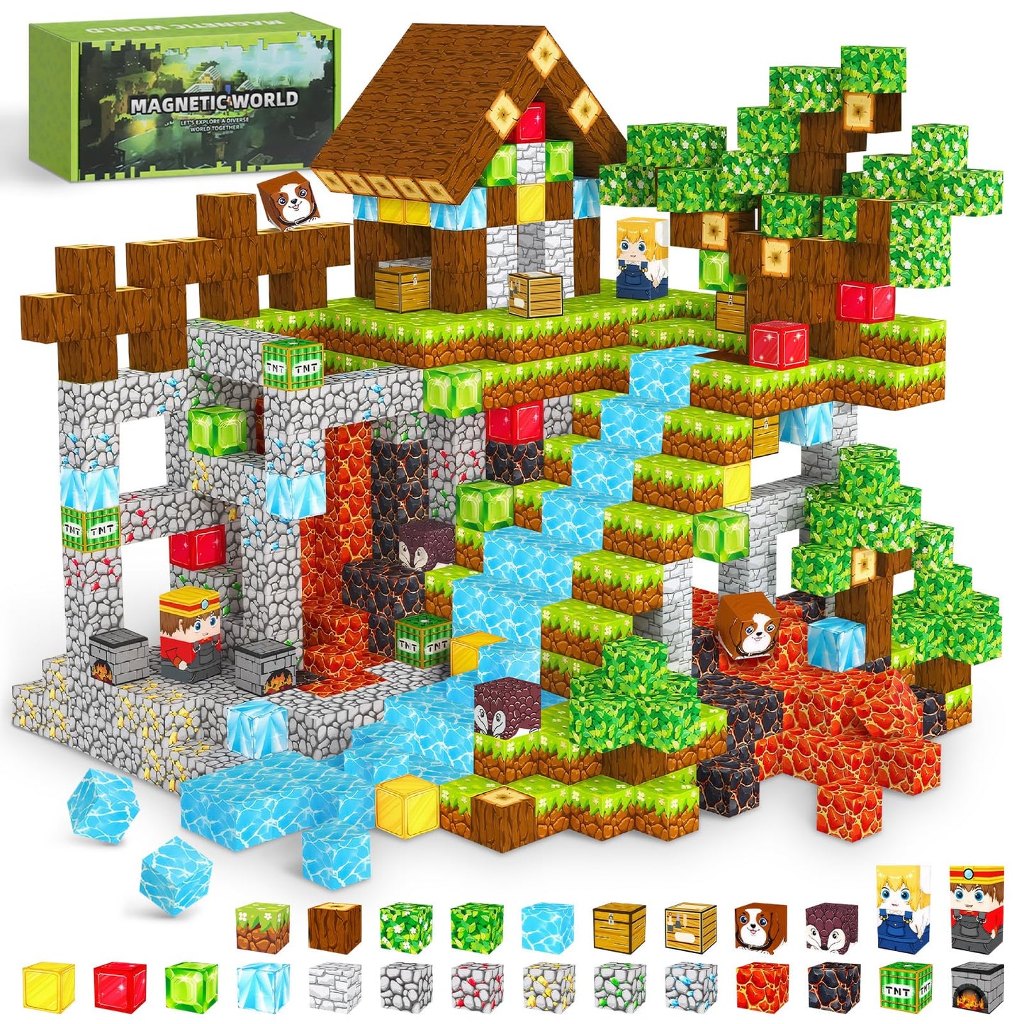 Youngyes Magnetic Blocks, 100 PCS Magnetic Building Blocks Cubes - Stacking Magnet Toys for Kids Toddlers Ages 4-8 8-12, Magnetic Tiles STEM Toys Christmas Birthday Gifts for Boys Girls (0.8IN/2CM)