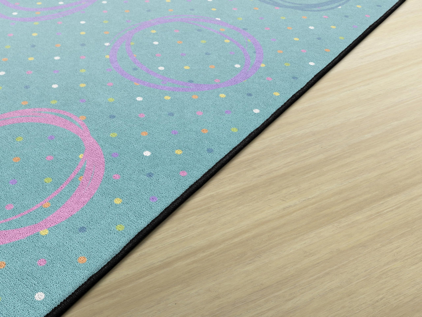 Flagship Carpets Circle Sampler Abstract Classroom Educational Area Rug for Kids and Teachers, Durable Quality for Schools, Preschool, Daycare, & Learning Centers, Seats 20, 7'6" x 12', Blue & Multi