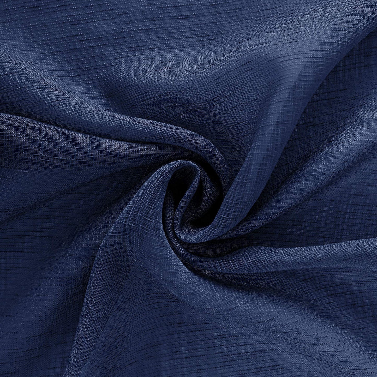 Navy Blue Window Curtains 96 Inches Long 2 Panel Set Rod Pocket Woven Textured Linen Look Voile Sheer Drapes for Living Room Village Apartment Cabin Garden Canopy Family Room Home Decor 52 Inch Width