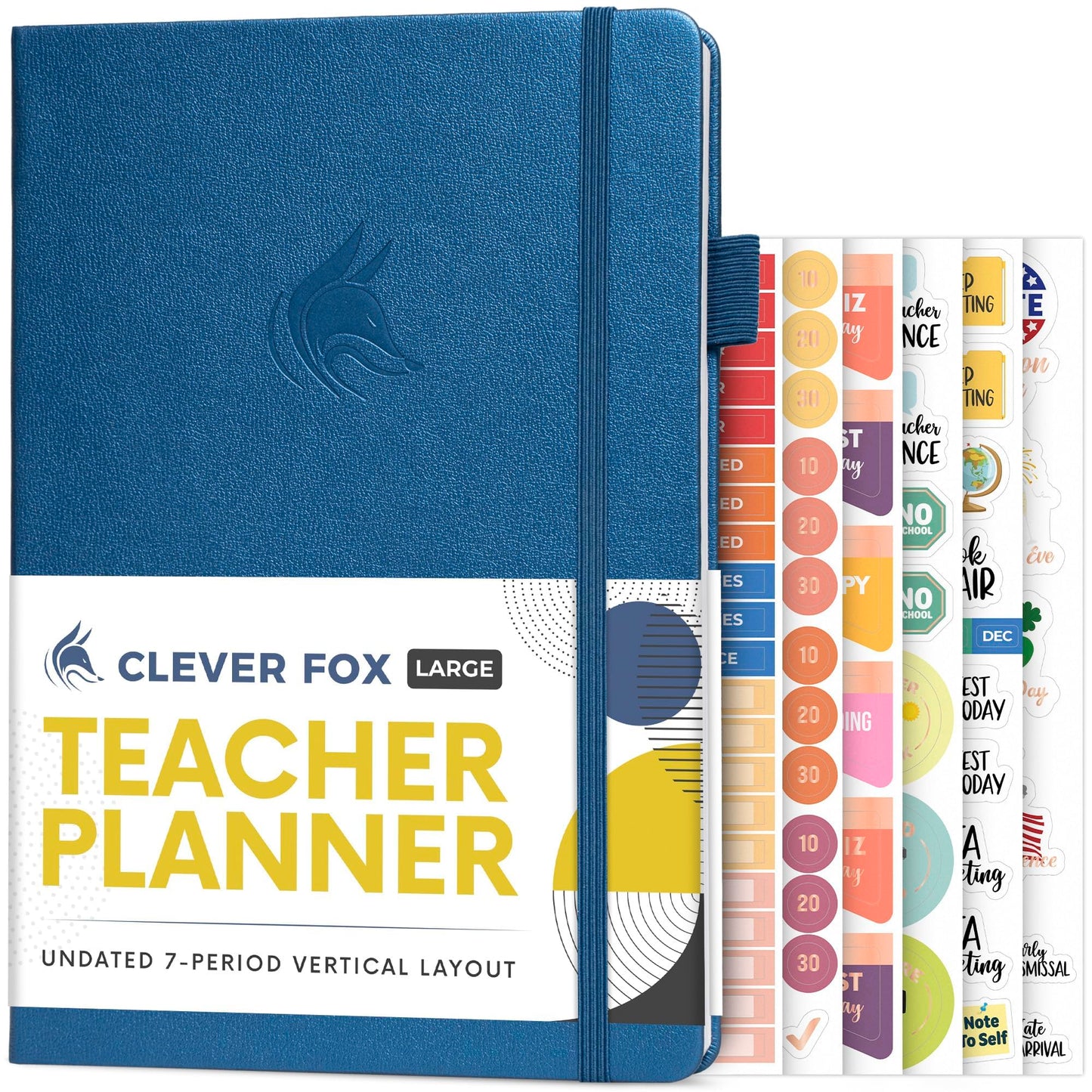 Clever Fox Teacher Planner – School Year Planner with Calendars & Lesson Plans – Teacher Plan Book for Classroom & Homeschool Organization - Undated, 7x10″, Hardcover (Mystic Blue)