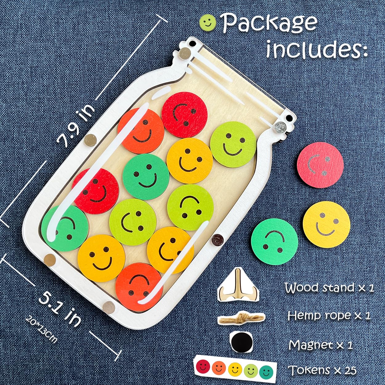 Magnetic Reward Jar for Kids, Classroom Reward System, Star Reward Jar, Incentive Good Behavior Responsibility Chart, Potty Training Rewards, Behavior jar for Boys Girls (Smile Face)