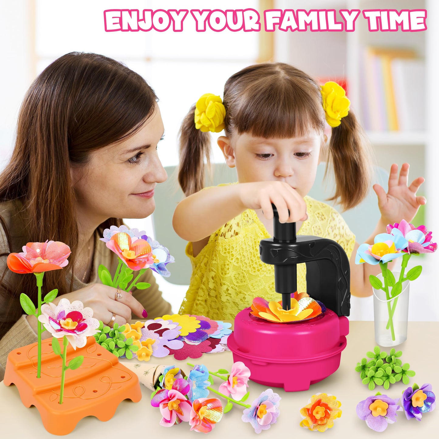 Fabric Flower Bouquets Toys, DIY Craft Kits Toys for Kids - Flowers Market Toy, Build Your Flower Bouquet, Arts & Crafts for 4+ Year Toddler Girl, Educational Activity Preschool B-Day Gifts