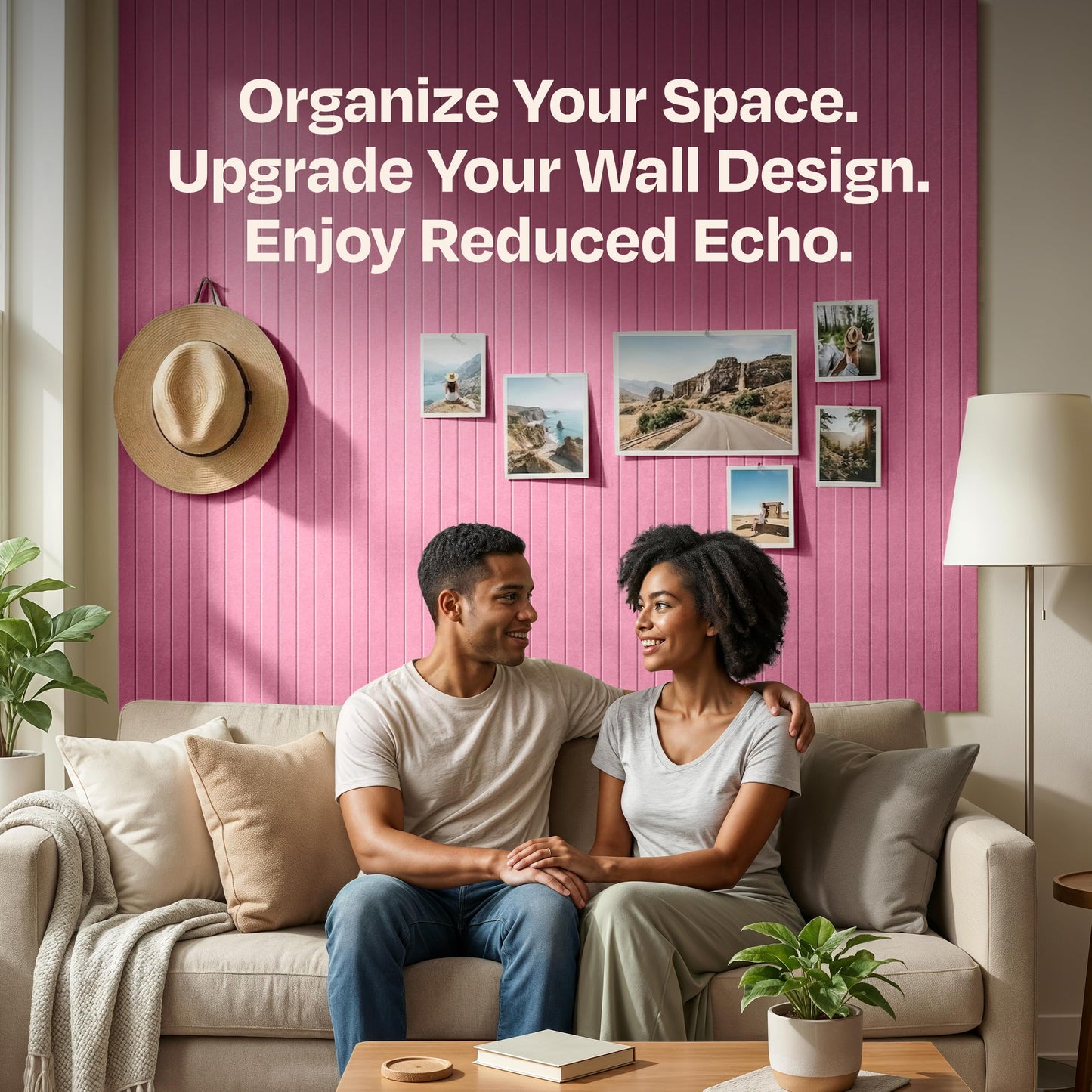 Ekkogo X-Large Cork Board Alternative 12-Pack Felt Bulletin Board Thick and Decorative Pin Board for Home Office Walls 47.24 x 35.43 Inches with 72 Adhesive Tabs - [Chic Pink]