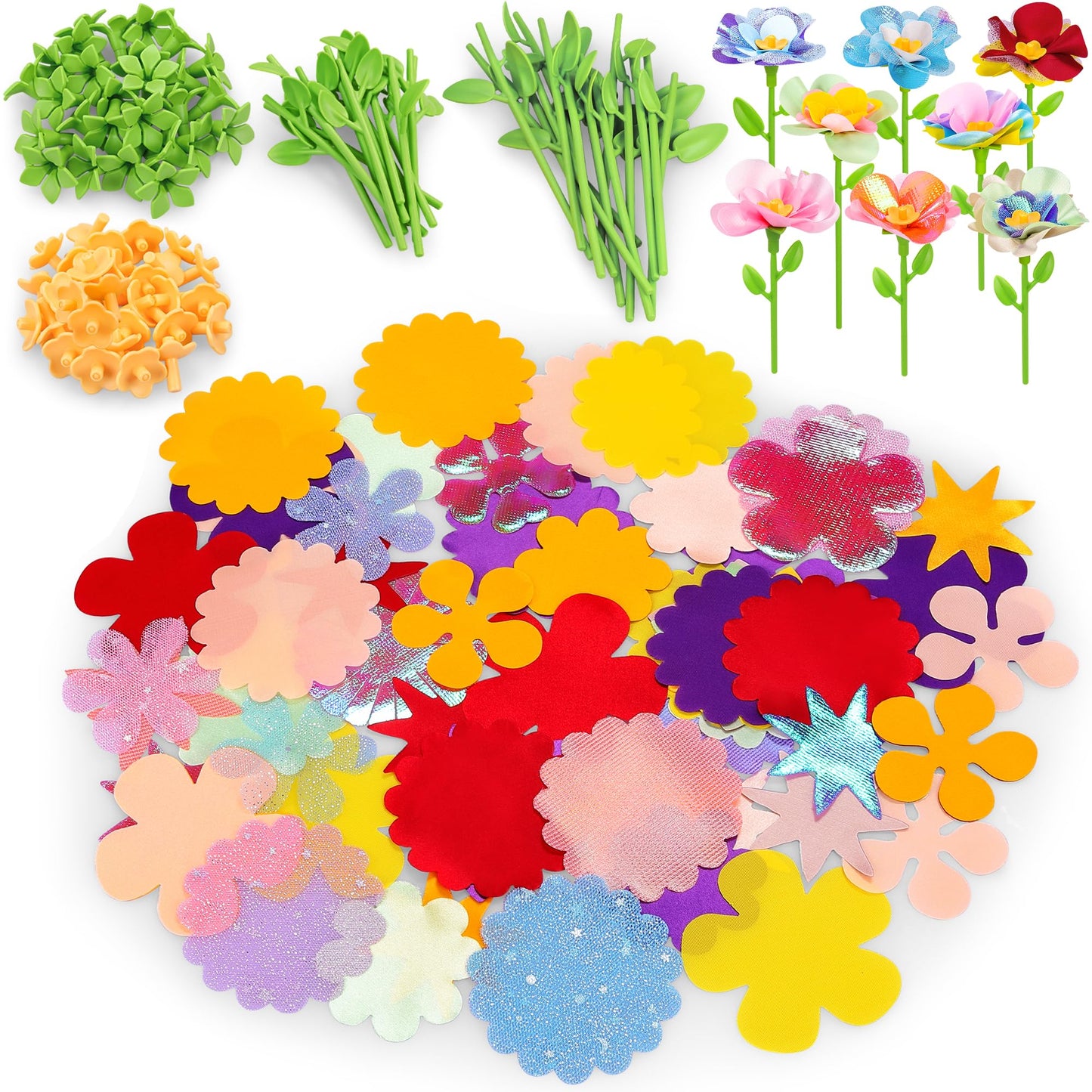 Toyly DIY Fabric Flower Bouquets Toys Accessories - Flowers Market Toy Fittings - Arts & Crafts Toy Parts