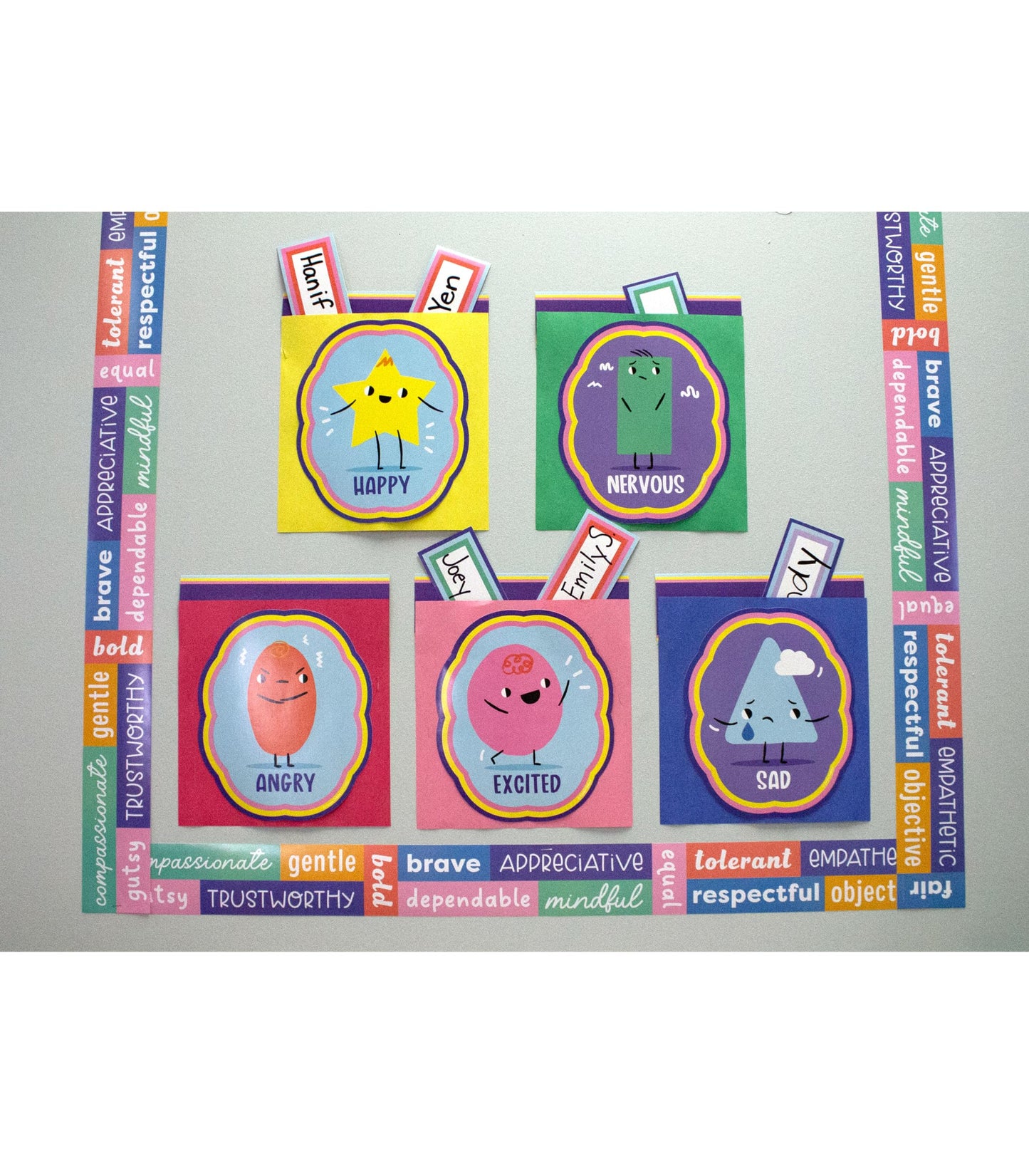 Carson Dellosa Pre-Punched We Stick Together 46-Piece Emotions Check-in Bulletin Board Set, Calming Corner Accents, Feelings Chart, Mood Board and More, Calm Down Corner, SEL Classroom Décor
