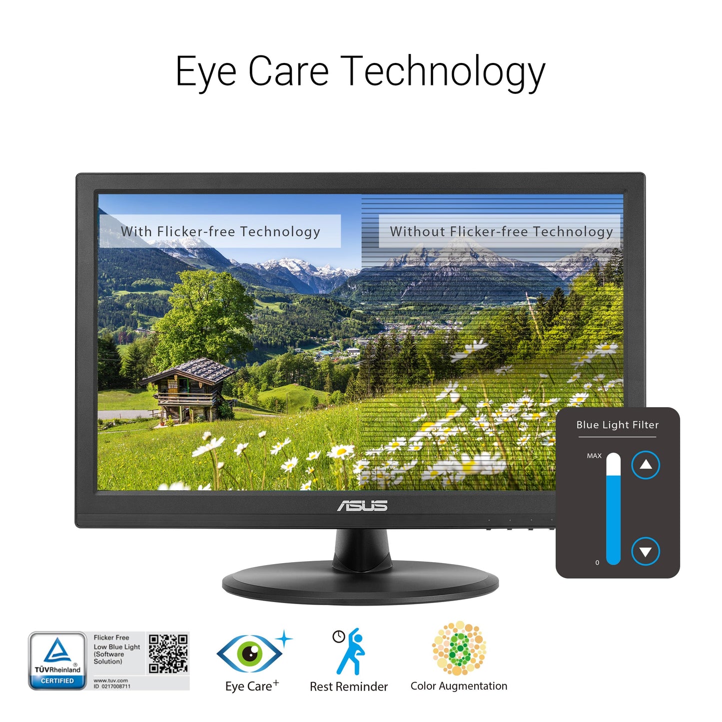 ASUS 15.6” 1080P Touch Monitor (VT169HE) - Full HD, 10-Point Touchscreen, IPS, Wide Viewing Angle, Frameless, Eye Care, Flicker Free, Low Blue Light, HDMI, Windows 11 Compliance, VESA Mountable