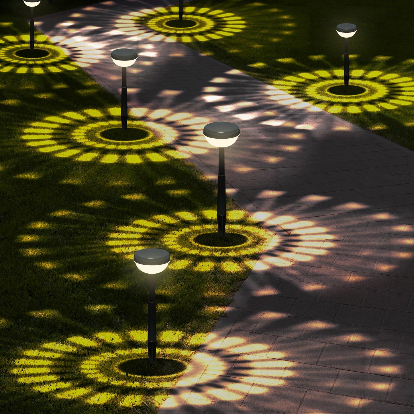 Ensenior Solar Garden Lights, 10-Pack, 3000K Warm White LED, Waterproof, Adjustable Height, Plastic, Model CP4-12CM-30K-10-BL-ZY