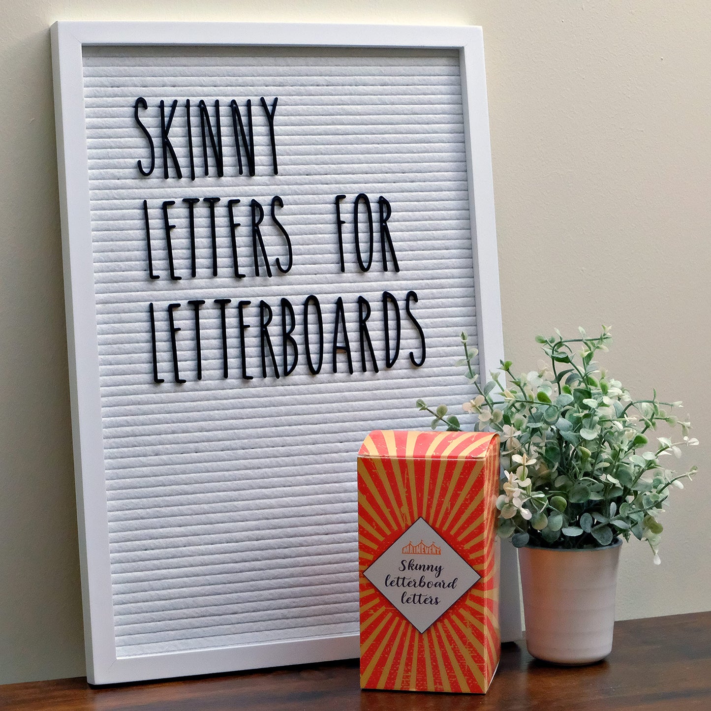 Skinny Letterboard Letters Only Set NO BOARD INCLUDED with Rae Inspired Font Perfect Farmhouse Decor Accessory for Changeable Felt Letter Boards, 2 Inch Black Letters Numbers Symbols Only