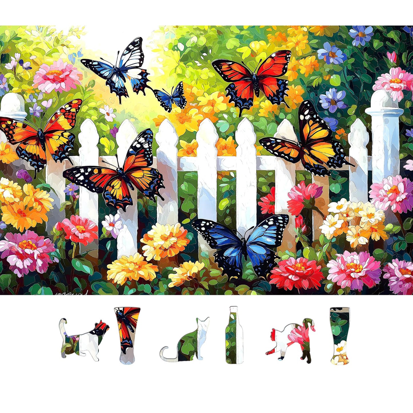 MINIWAN 500 Piece Puzzles for Adults - Vibrant Butterfly Garden Jigsaw Puzzle, 23x15 Inches with Unique Irregular Shaped Pieces for Relaxation & Home Wall Decor