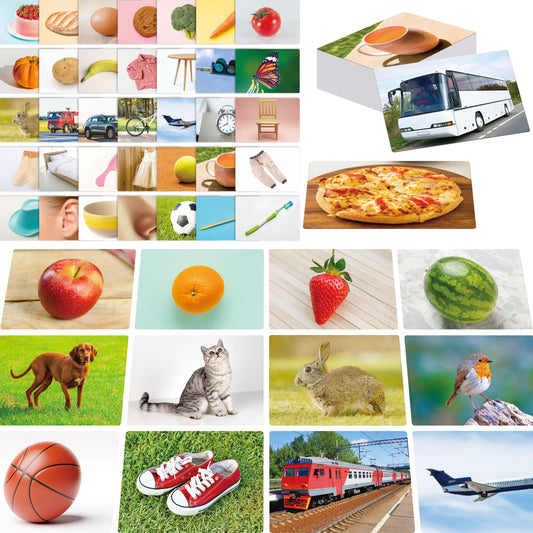 50 Noun Flashcards, Picture & Word Photo Cards Language Builder Visual Aid Language Learning Tool for Autism, ESL Teaching Materials for Adults, Non-Verbal Children Vocabulary Builder for Kids