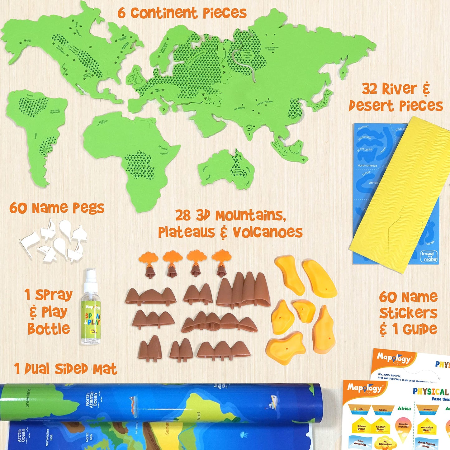 Imagimake Mapology Physical Features | World Map for Kids | 3D Puzzles for Ages 8-10 | Educational Toys for Kids 8-12 | Gifts for Boys & Girls 8-12 | Building Toys Gift for Birthday and Summer