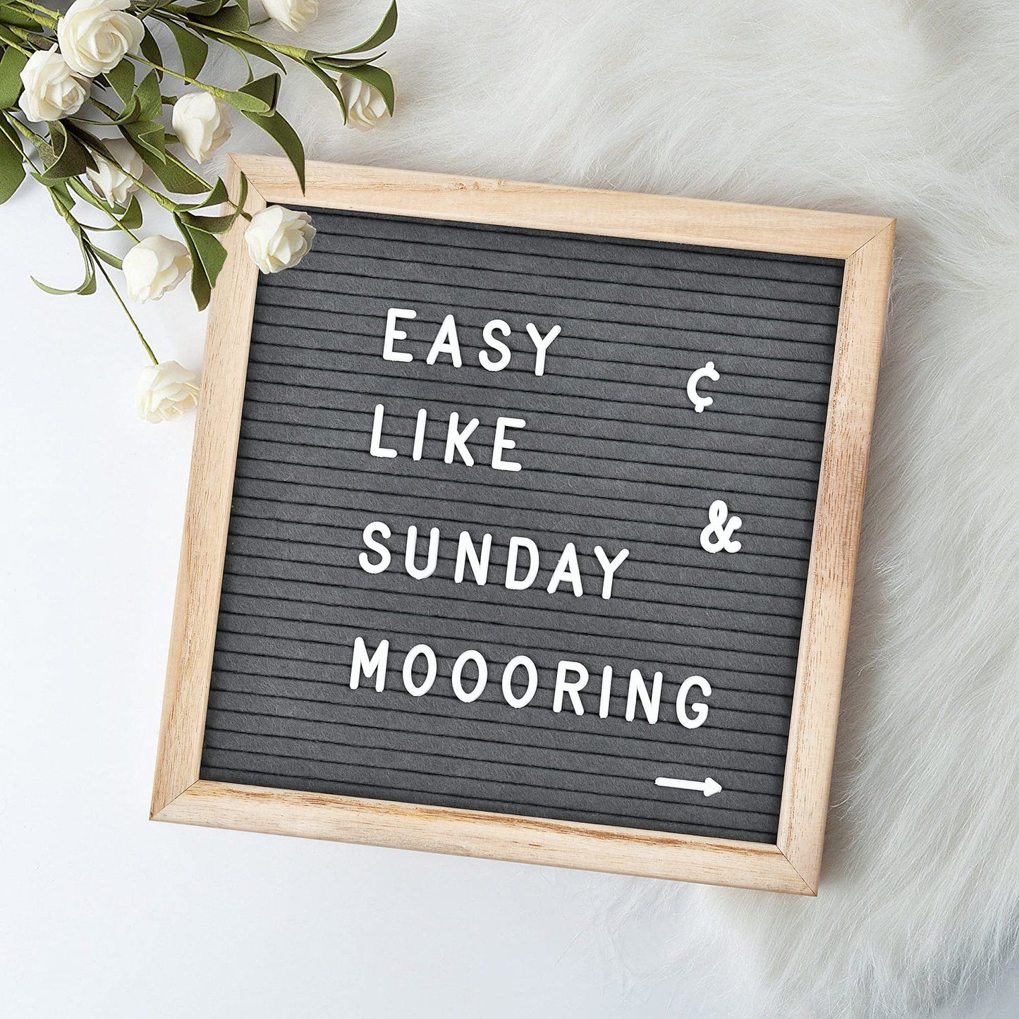 Felt Letter Board with 294 Letters, Numbers, Symbols - 10x10 inch Changeable Message Board with Wooden Frame Wall Mount (Grey)