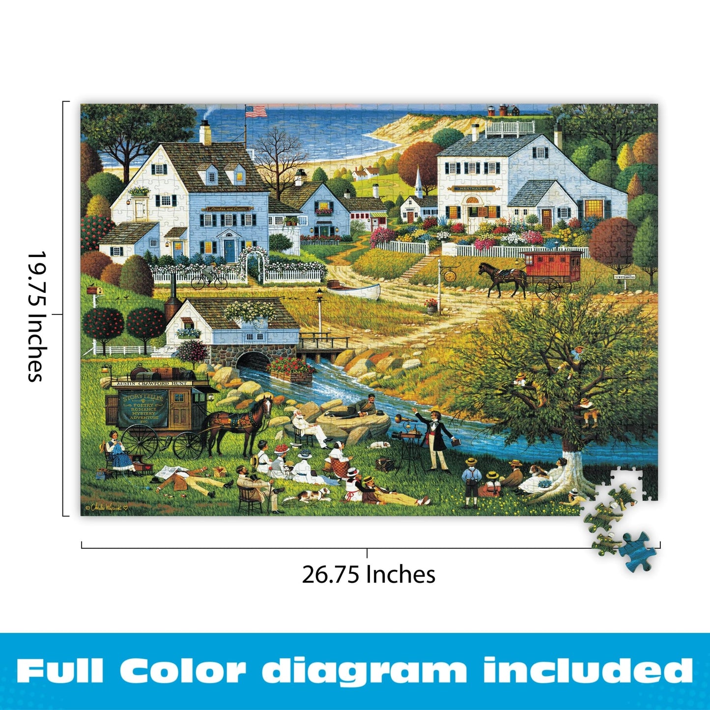 Buffalo Games - 1000 Piece Jigsaw Puzzle Charles Wysocki Hound of The Baskervilles, Made in USA, Premium Recycled Board, Reference Diagram