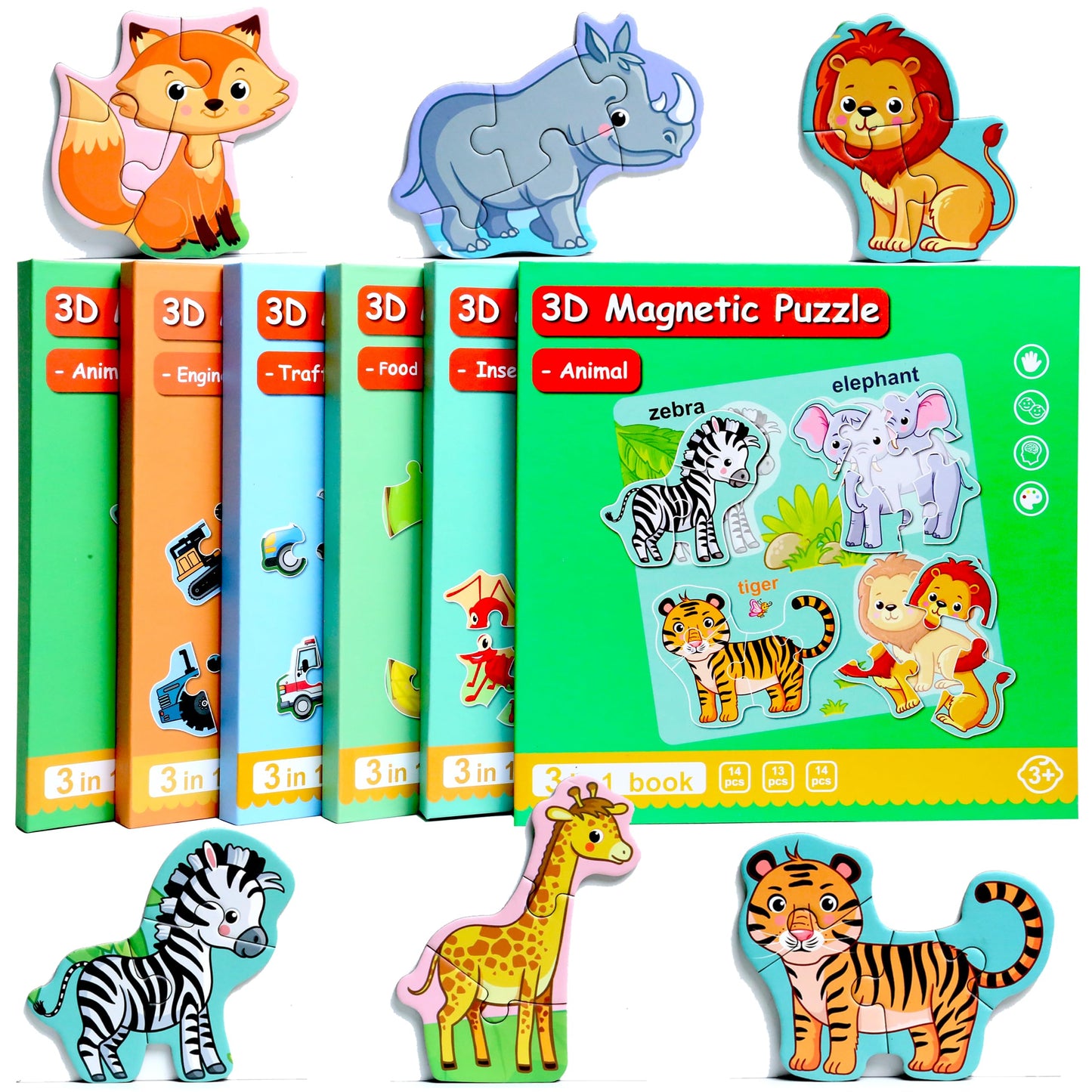 Magnetic Puzzles for Kids Ages 1-3, Travel Toddler Puzzles Ages 2-4 Year, Animal Activities Toy for Boys & Girls 3-5 yo - Learning Magnet Gift for Road Trip