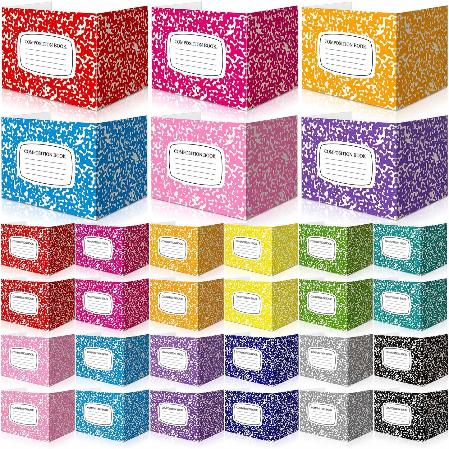 Poola Voidra 24 Pcs Composition Desk Dividers for Students Cardboard Privacy Folders Testing Privacy Classroom Boards for Desk Back to School Teacher Office Study Supplies (Colorful Composition)