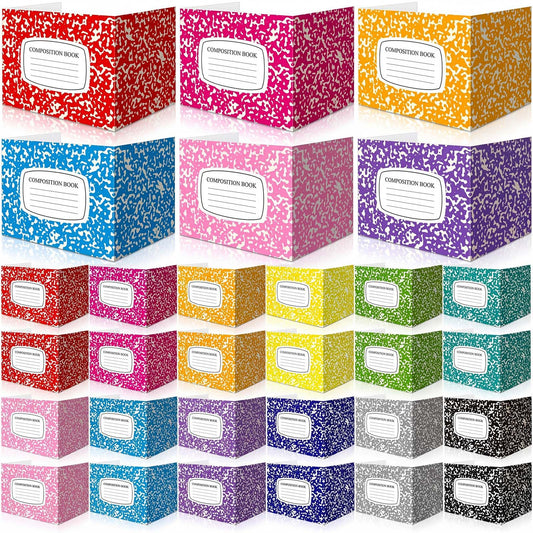 Poola Voidra 24 Pcs Composition Desk Dividers for Students Cardboard Privacy Folders Testing Privacy Classroom Boards for Desk Back to School Teacher Office Study Supplies (Colorful Composition)