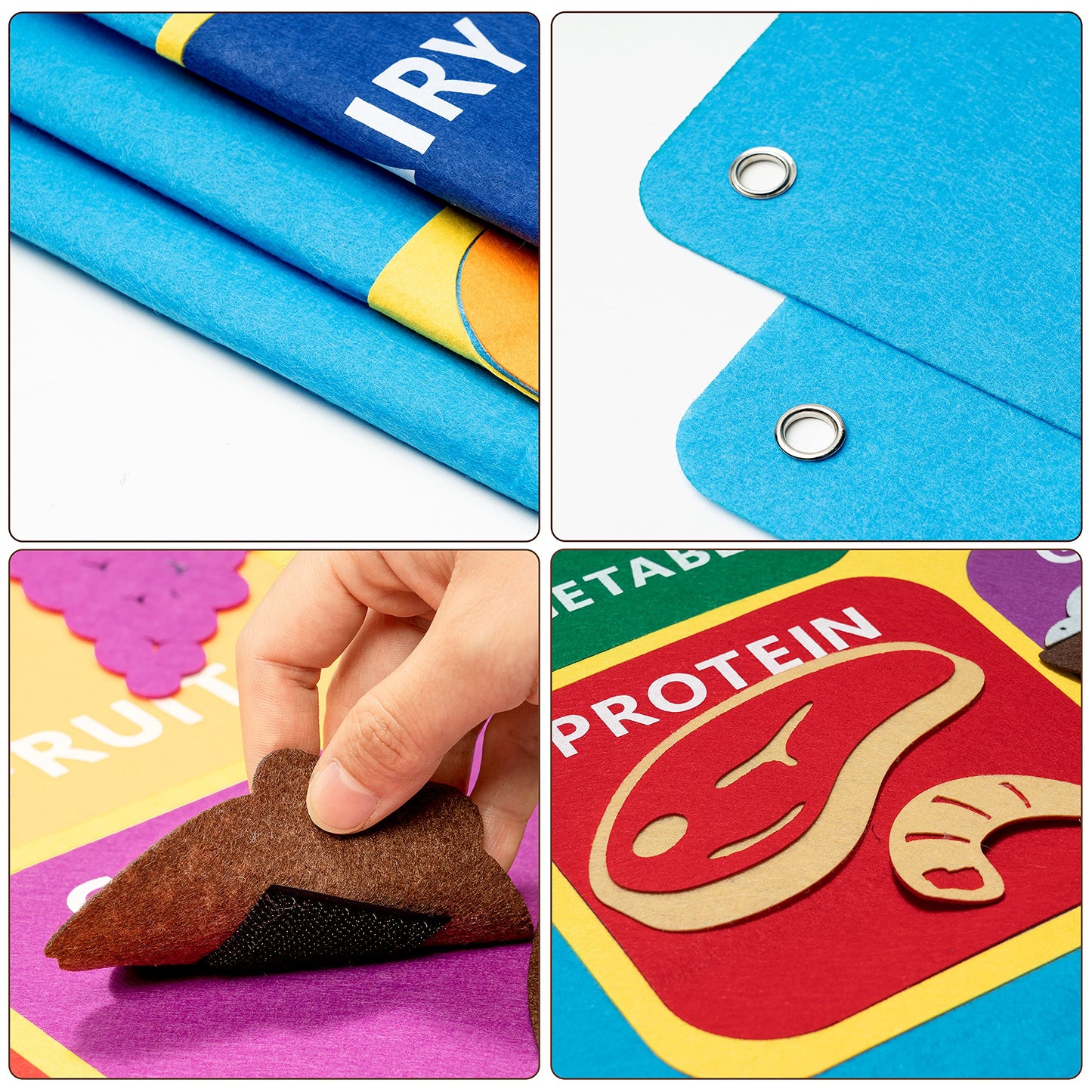 WATINC My Plate Felt Board for Kids - 3.5Ft Large 53Pcs Food Groups Learning Toy Set, Healthy Eating Flannel Board Preschool Educational with Fruits Vegetables Grains Protein for Classroom Homeschool